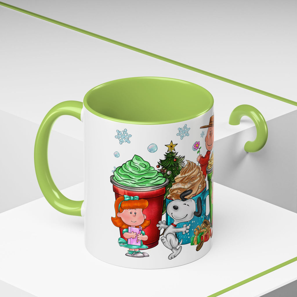 The Peanut Gang Christmas Characters Accent Coffee Mug | Holiday Cocoa Cartoon Mug