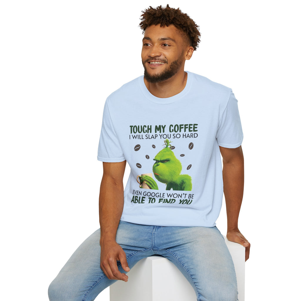 Funny Grinch Coffee T-Shirt, Unisex Tee for Coffee Lovers, Holiday Gift, Quirky Humor Shirt, Perfect for Christmas and Birthdays