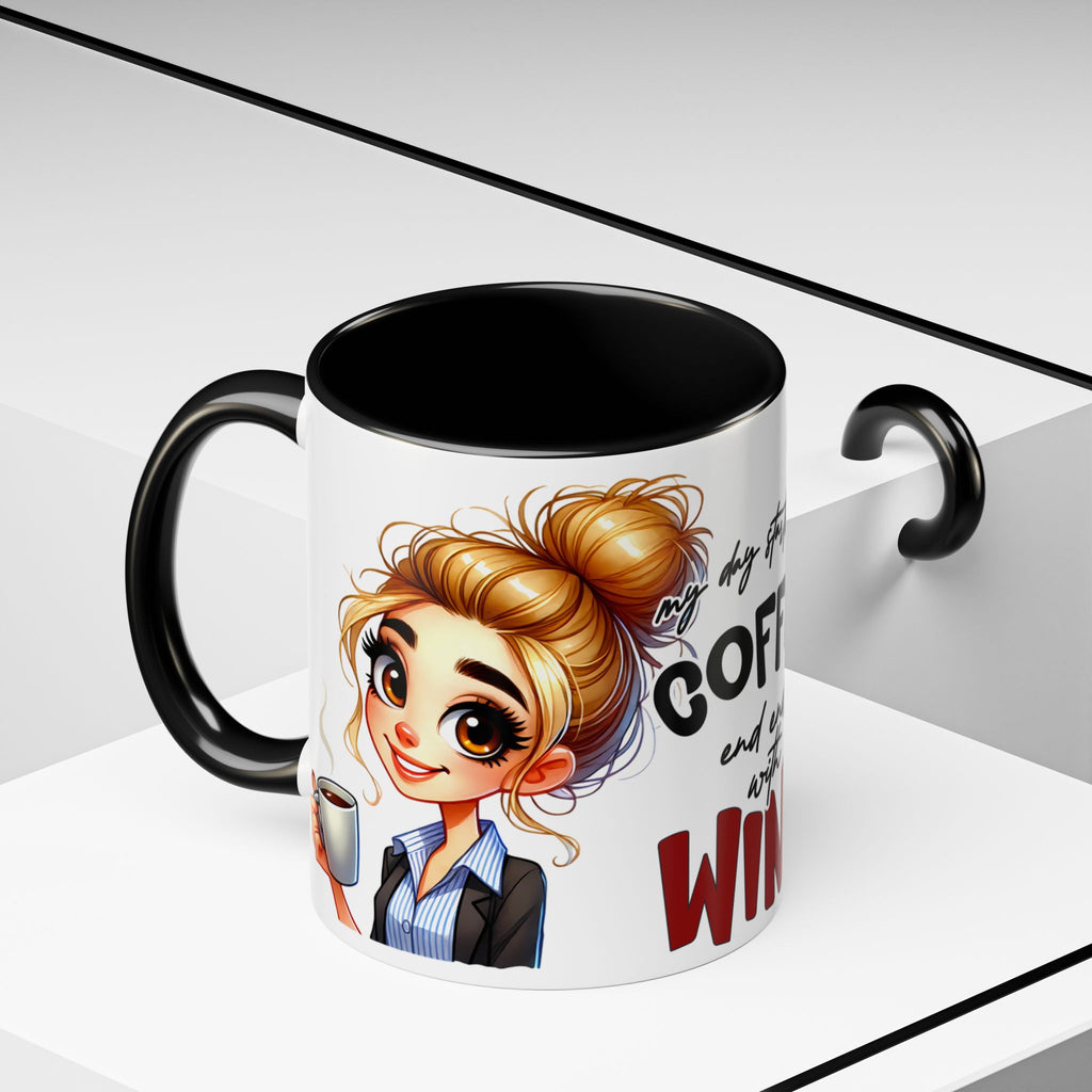 My Day Starts With Coffee and Ends With Wine Mug | Accent Coffee Mug