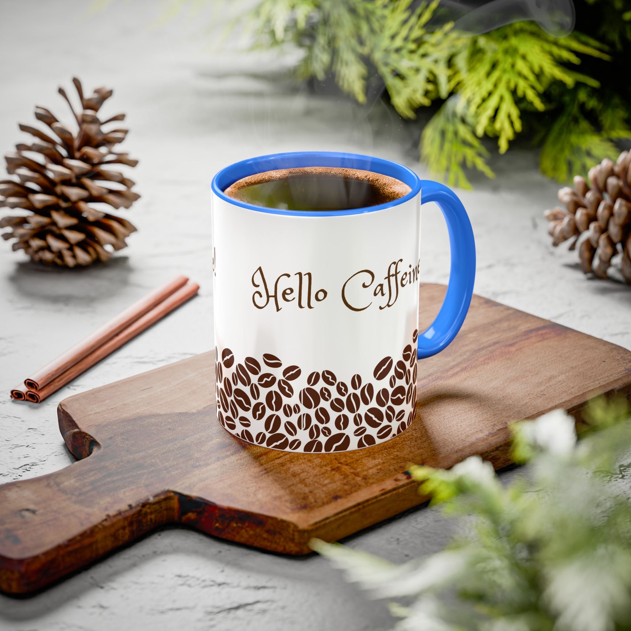 Hello Caffeine! Coffee Bean Ceramic Mug (11oz & 15oz)