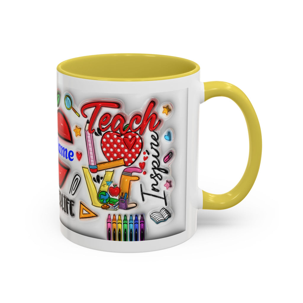 Personalized Teacher Mugs | Colorful 11oz & 15oz Coffee Cups | Fun Gift for Educators | Back to School | Teacher Appreciation