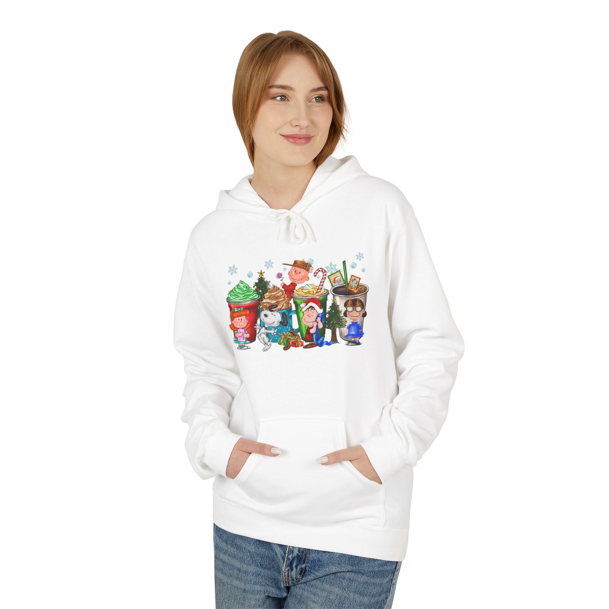 Holiday Hot Cocoa Peanut Characters Hoodie | Winter Drink Cartoon Crew