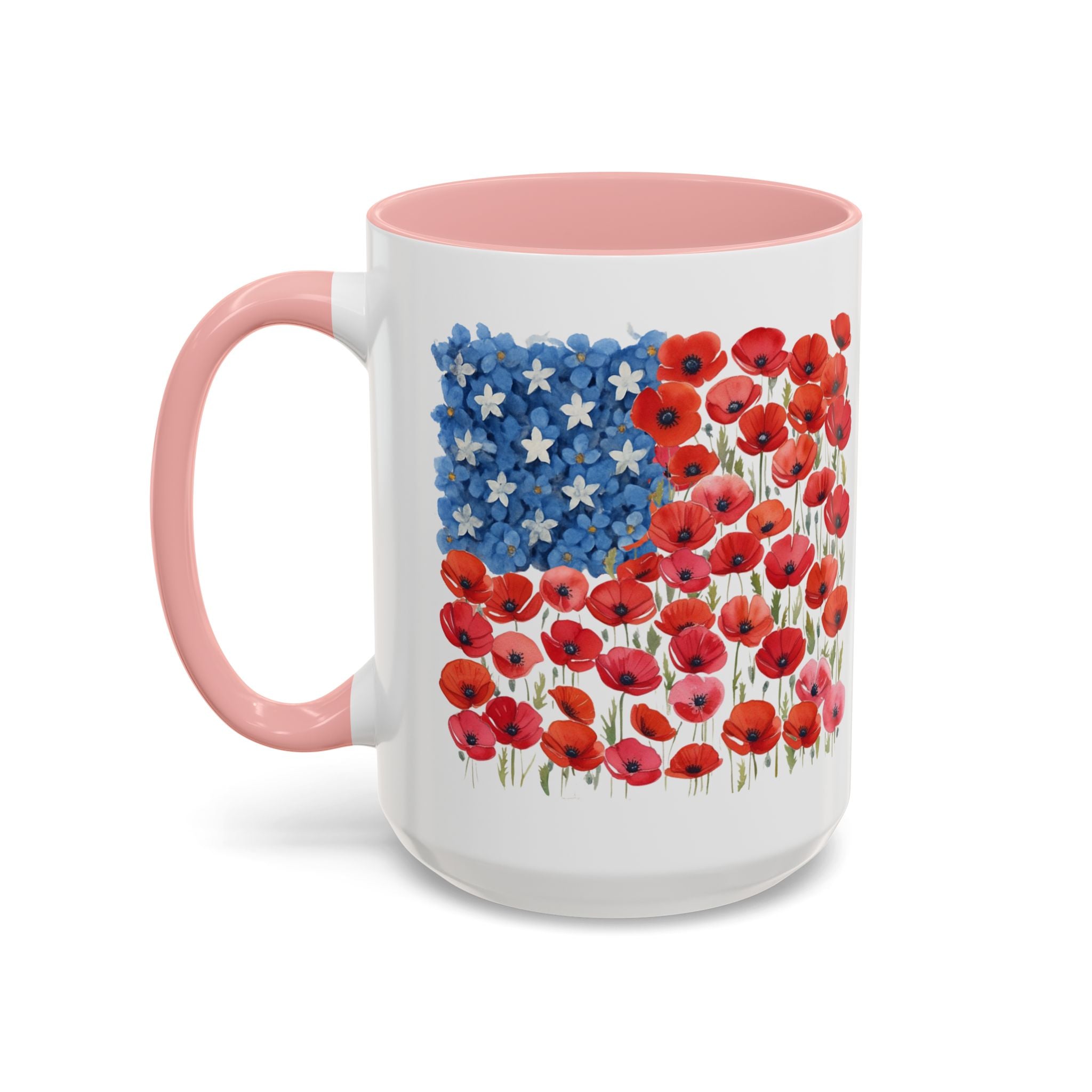 Poppy Flowers  American Flag Mug | Accent Coffee Mug