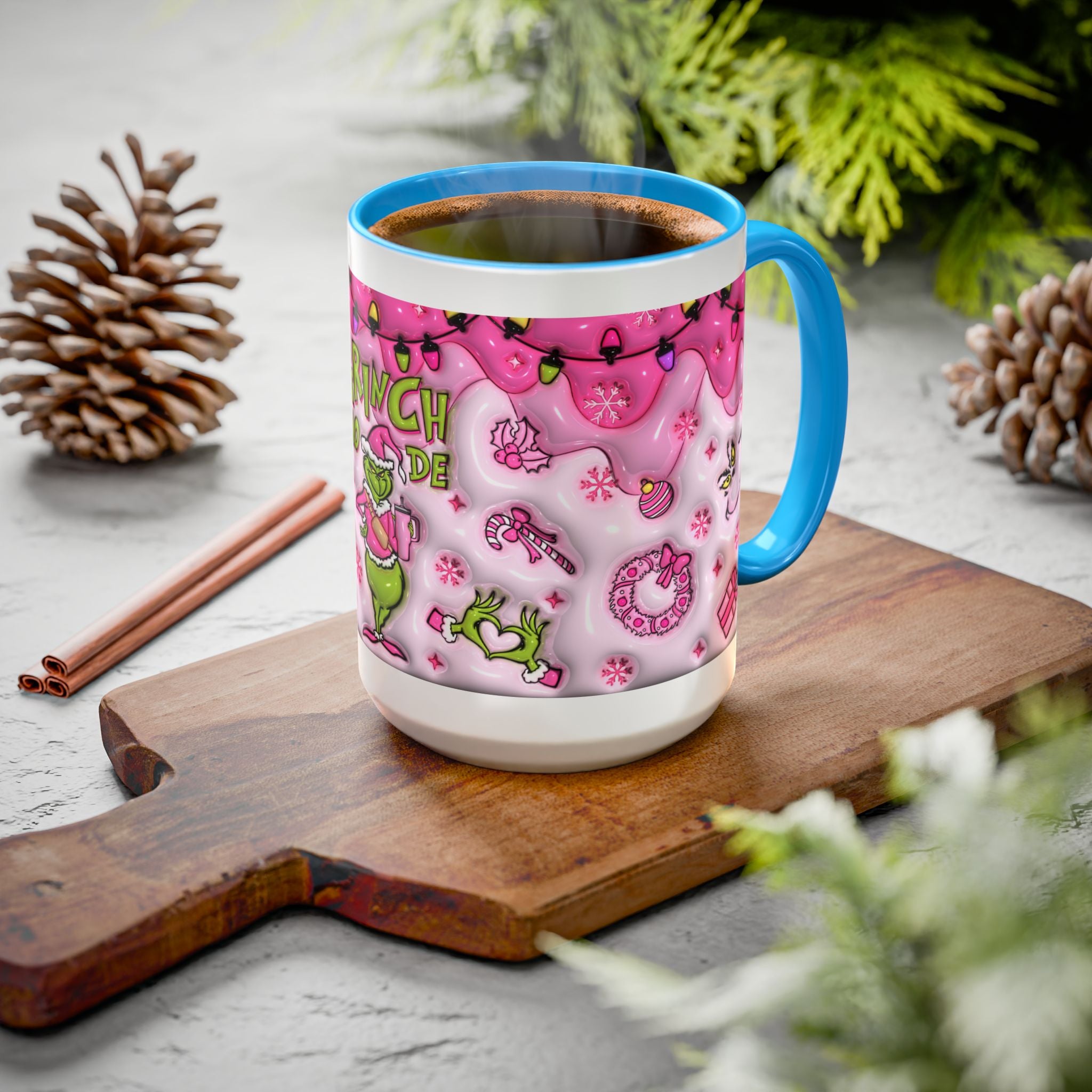 Colorful Grinch Mug, Holiday Gift, Whimsical Drinkware, Festive Coffee Cup, Christmas Decor, Grinch Mode Mug