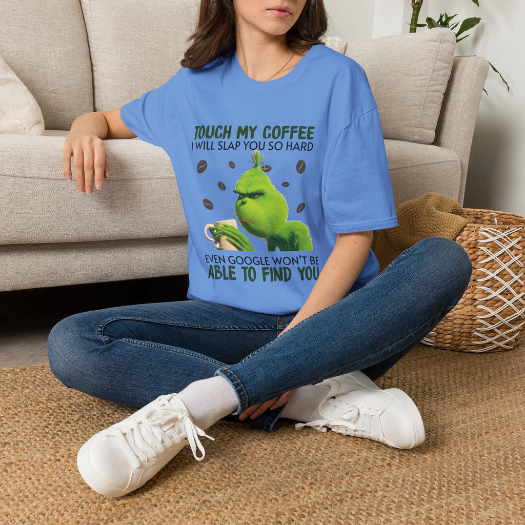 Funny Grinch Coffee T-Shirt, Unisex Tee for Coffee Lovers, Holiday Gift, Quirky Humor Shirt, Perfect for Christmas and Birthdays