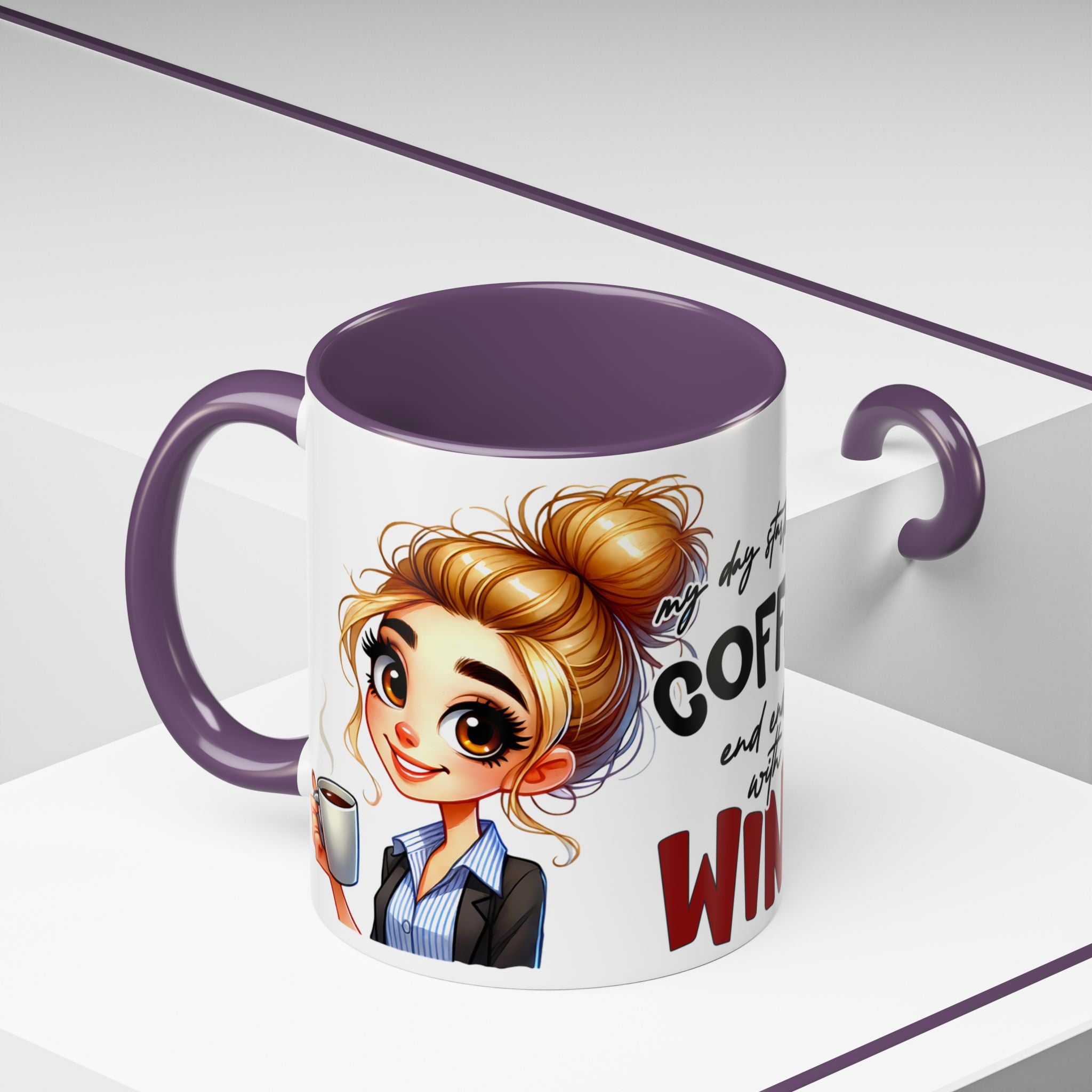 My Day Starts With Coffee and Ends With Wine Mug | Accent Coffee Mug