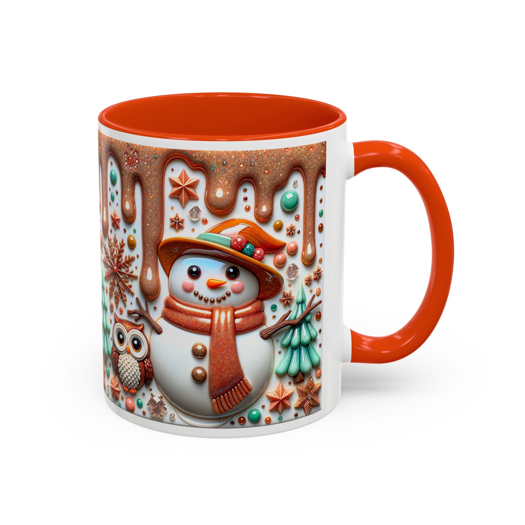 Colorful Holiday Mugs: Festive Owl & Snowman Design, Winter Gift, Christmas Coffee Cup, Cozy Kitchen Decor, Hot Cocoa Mug