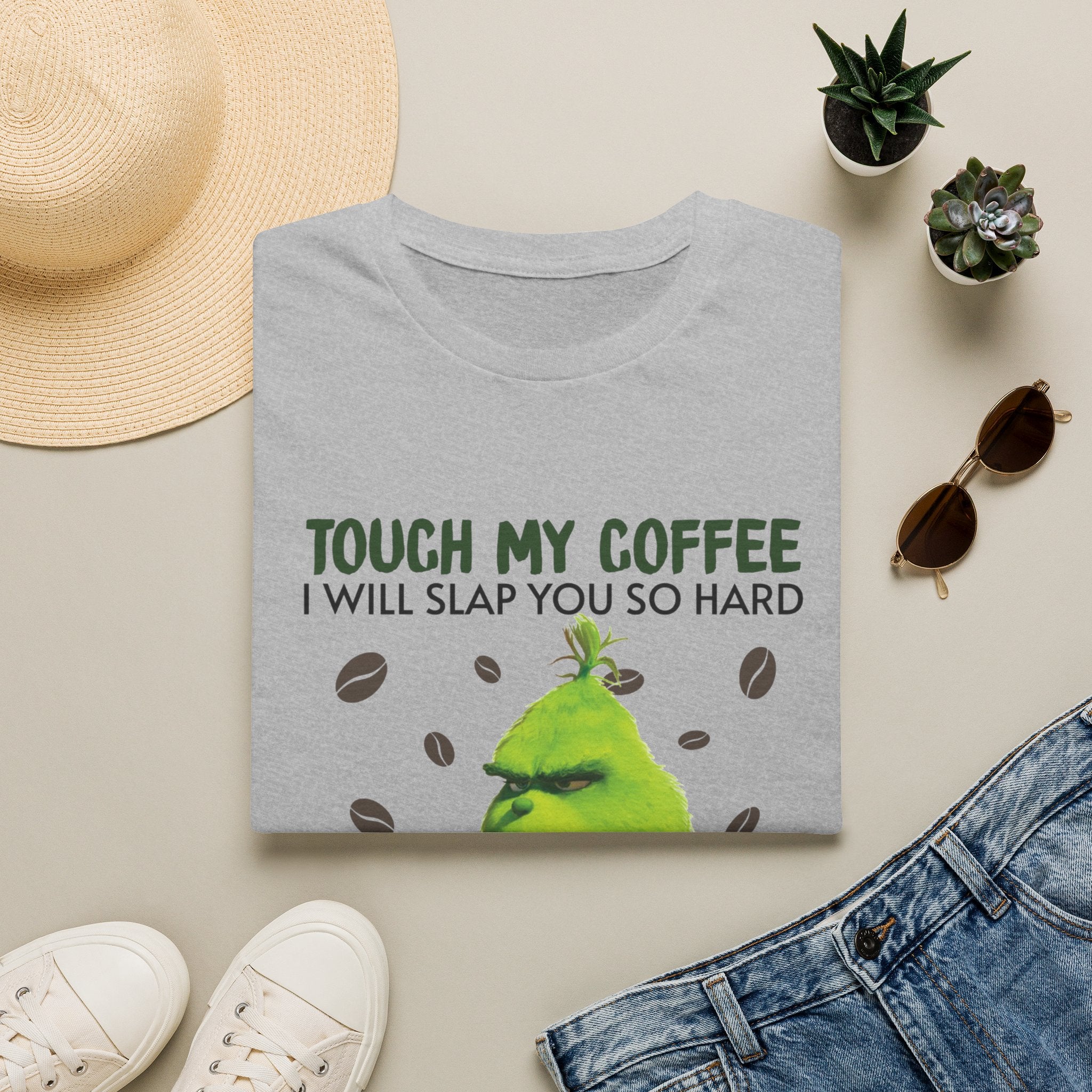 Funny Grinch Coffee T-Shirt, Unisex Tee for Coffee Lovers, Holiday Gift, Quirky Humor Shirt, Perfect for Christmas and Birthdays