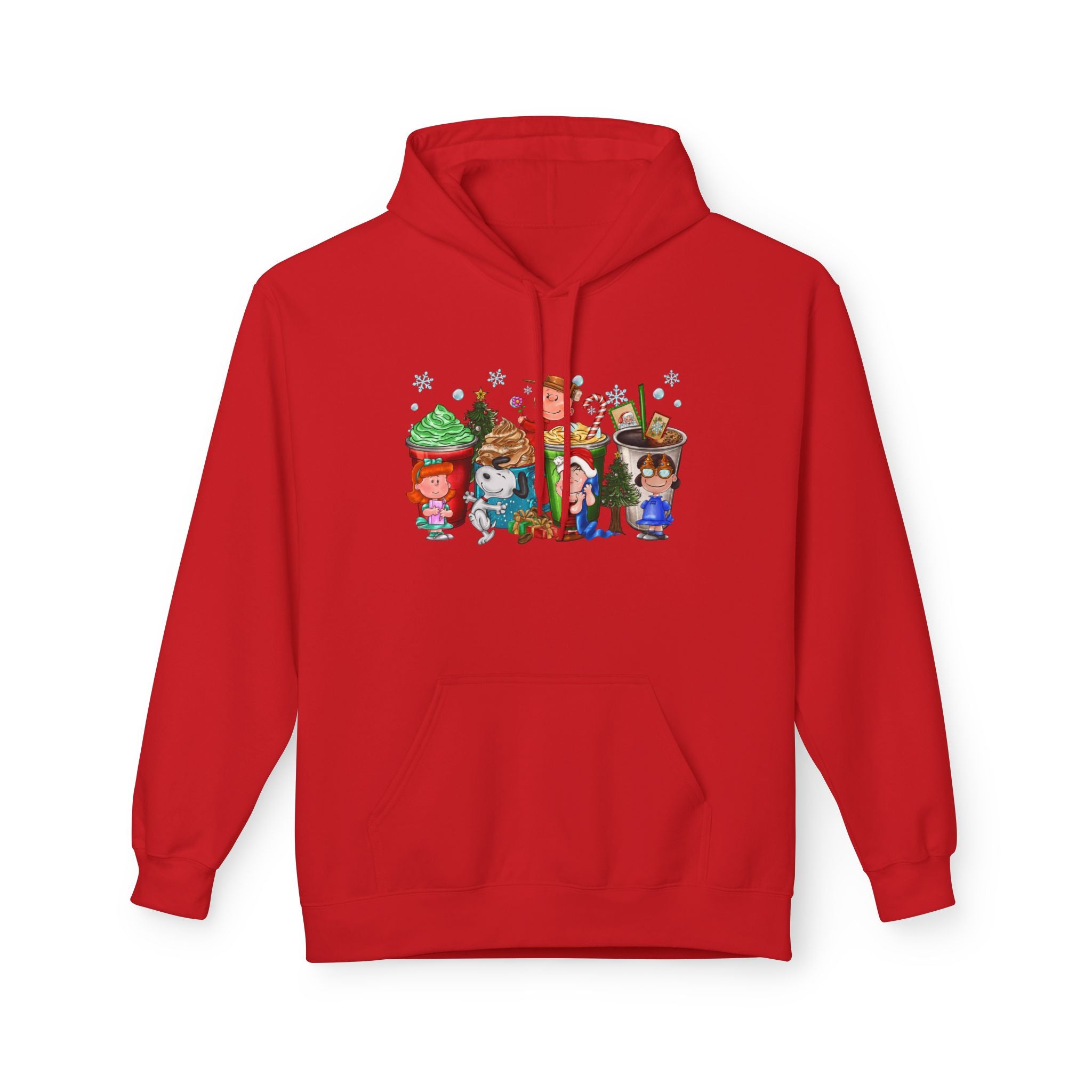 Holiday Hot Cocoa Peanut Characters Hoodie | Winter Drink Cartoon Crew