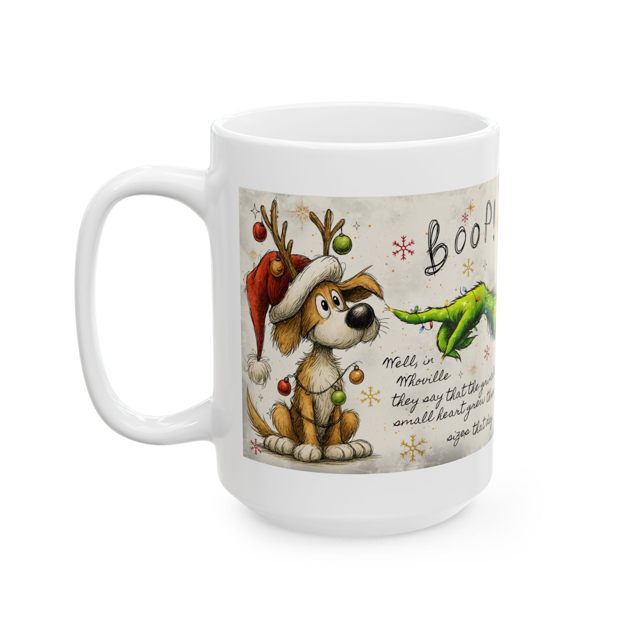 Grinch Paw & Reindeer Puppy Christmas Mug | Ceramic Coffee Mug