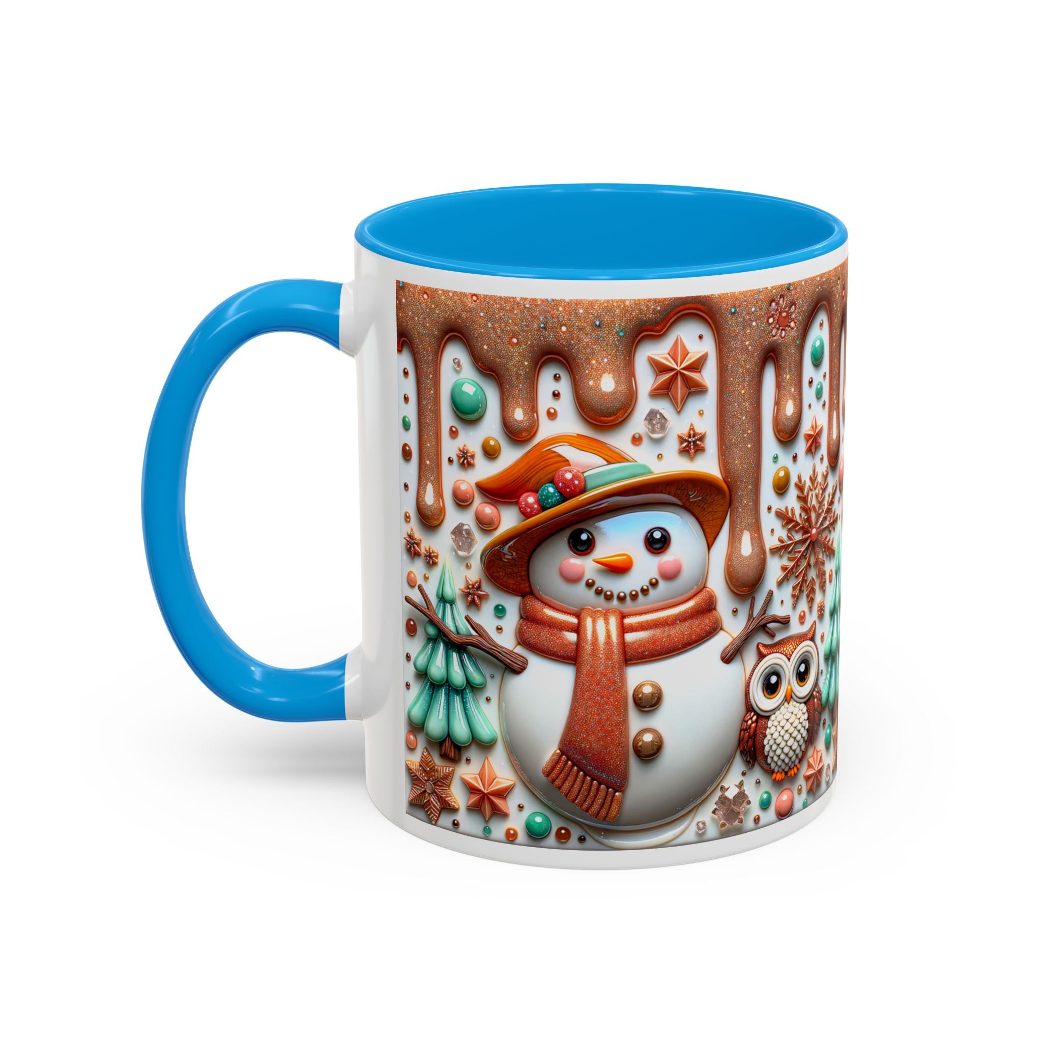 Colorful Holiday Mugs: Festive Owl & Snowman Design, Winter Gift, Christmas Coffee Cup, Cozy Kitchen Decor, Hot Cocoa Mug