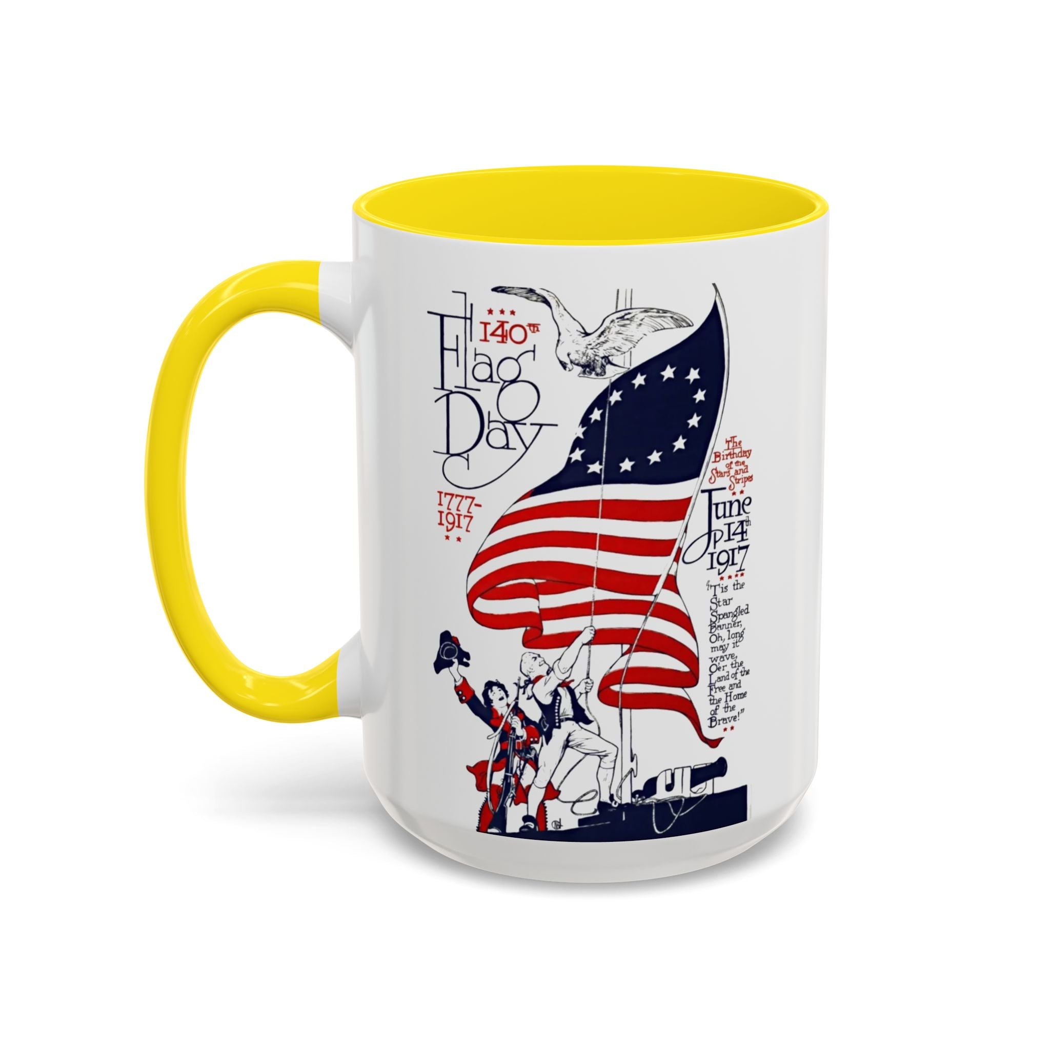 American Flag Day June 14th Parade Illustration Mug | Accent Coffee Mug