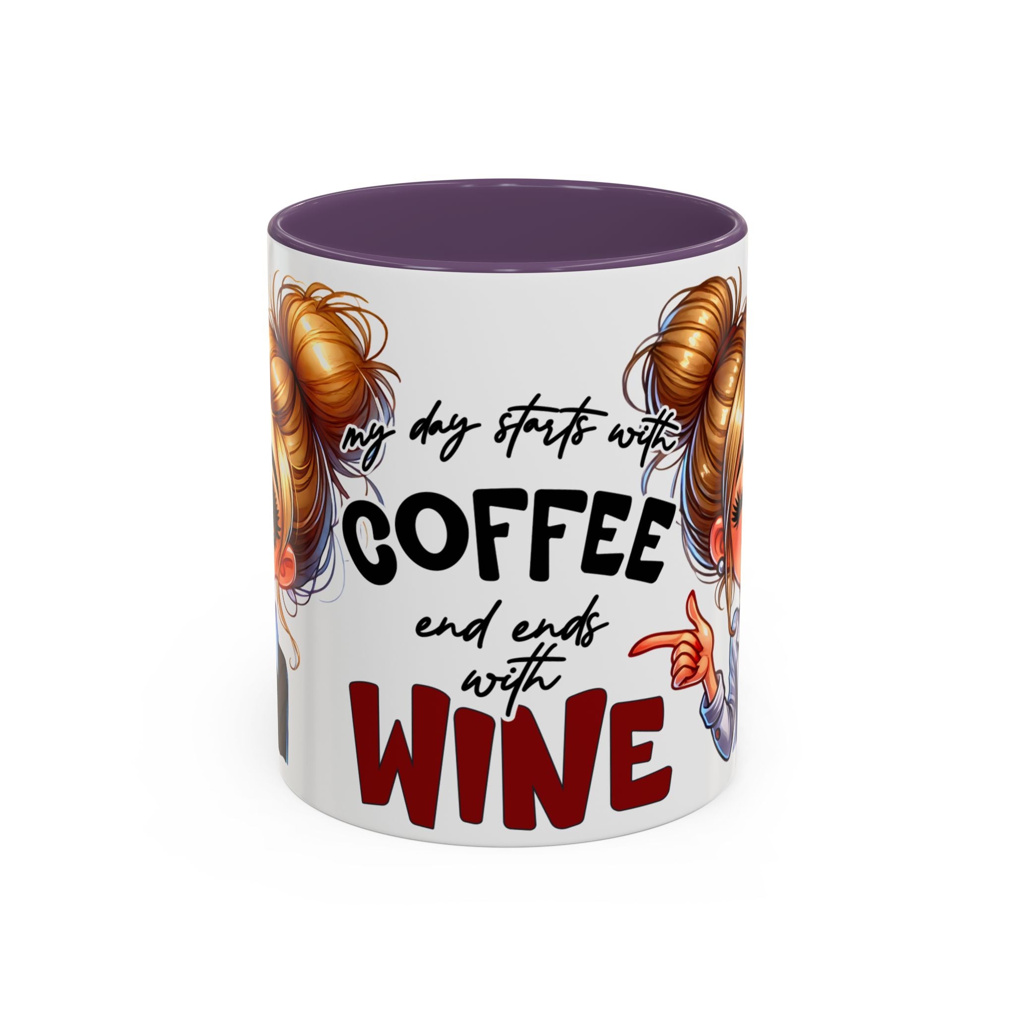 My Day Starts With Coffee and Ends With Wine Mug | Accent Coffee Mug