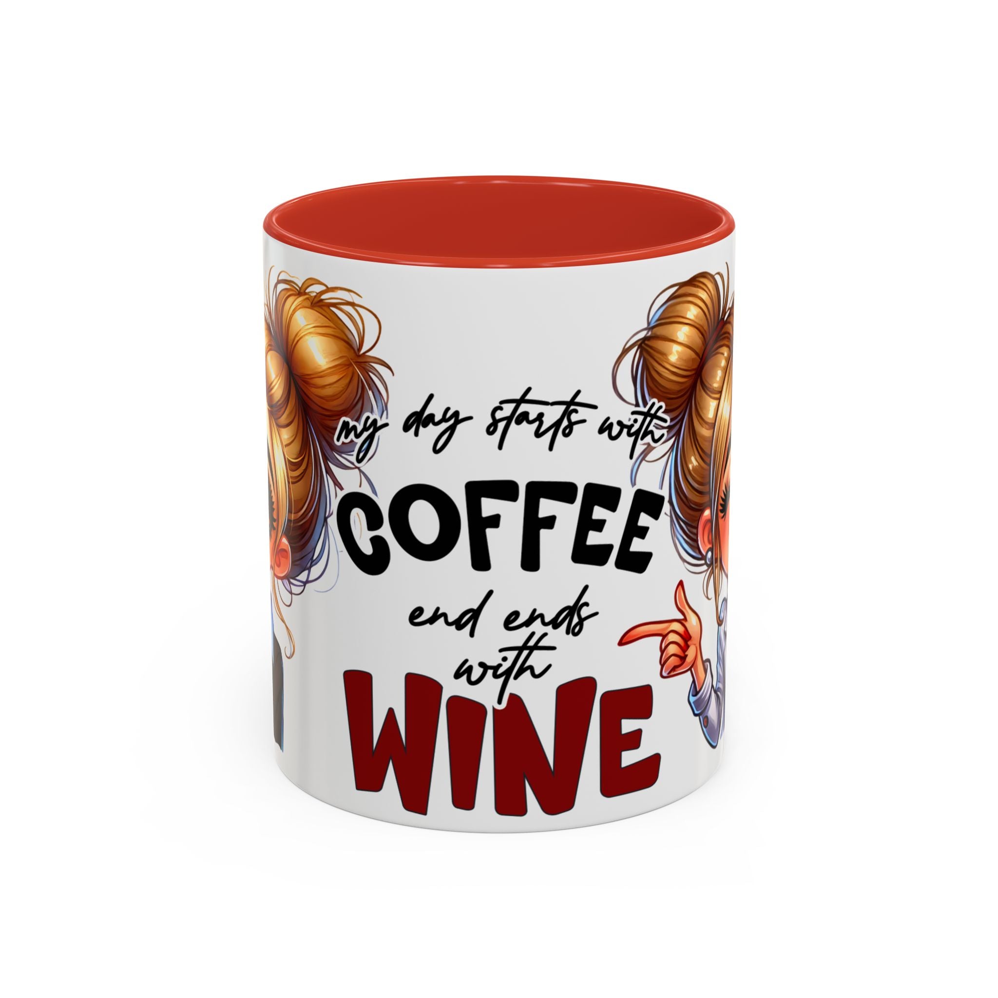 My Day Starts With Coffee and Ends With Wine Mug | Accent Coffee Mug