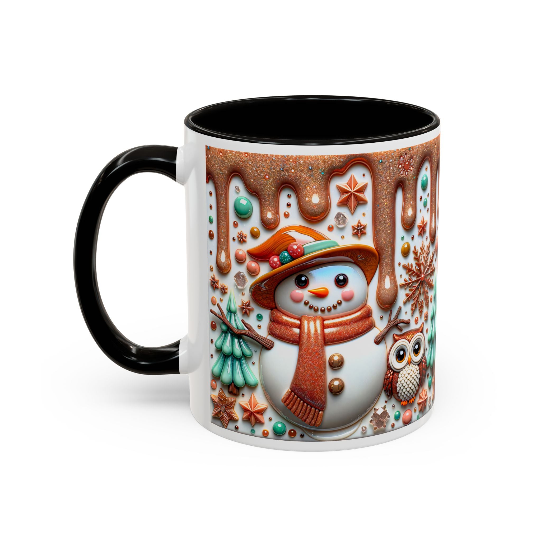 Colorful Holiday Mugs: Festive Owl & Snowman Design, Winter Gift, Christmas Coffee Cup, Cozy Kitchen Decor, Hot Cocoa Mug