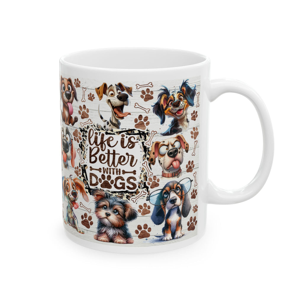 Cute Cartoon Puppy Pattern Mug | Dog Paw Bone Coffee Mug
