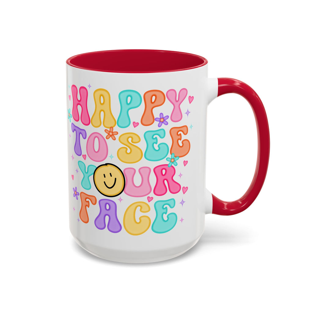 Happy To See Your Face Colorful Coffee Mug — Retro Smiley 11oz/15oz