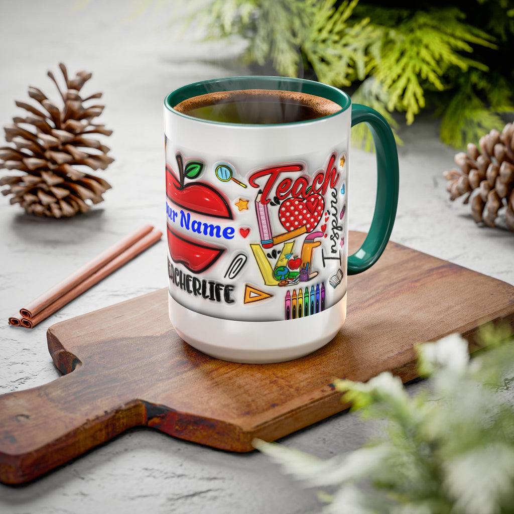 Personalized Teacher Mugs | Colorful 11oz & 15oz Coffee Cups | Fun Gift for Educators | Back to School | Teacher Appreciation