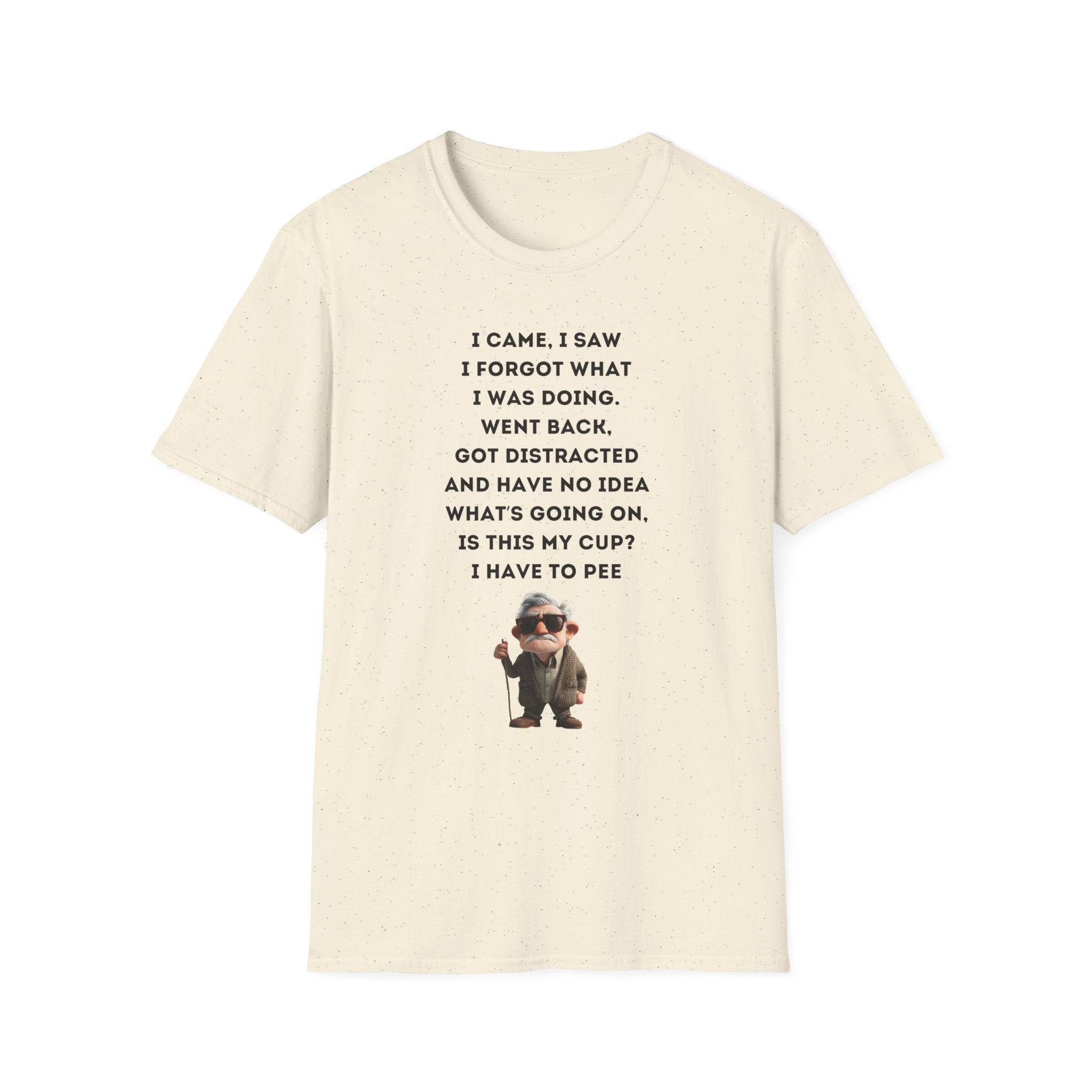 Forgetful Mini Character I Have To Pee T-Shirt | Funny Quote Tee