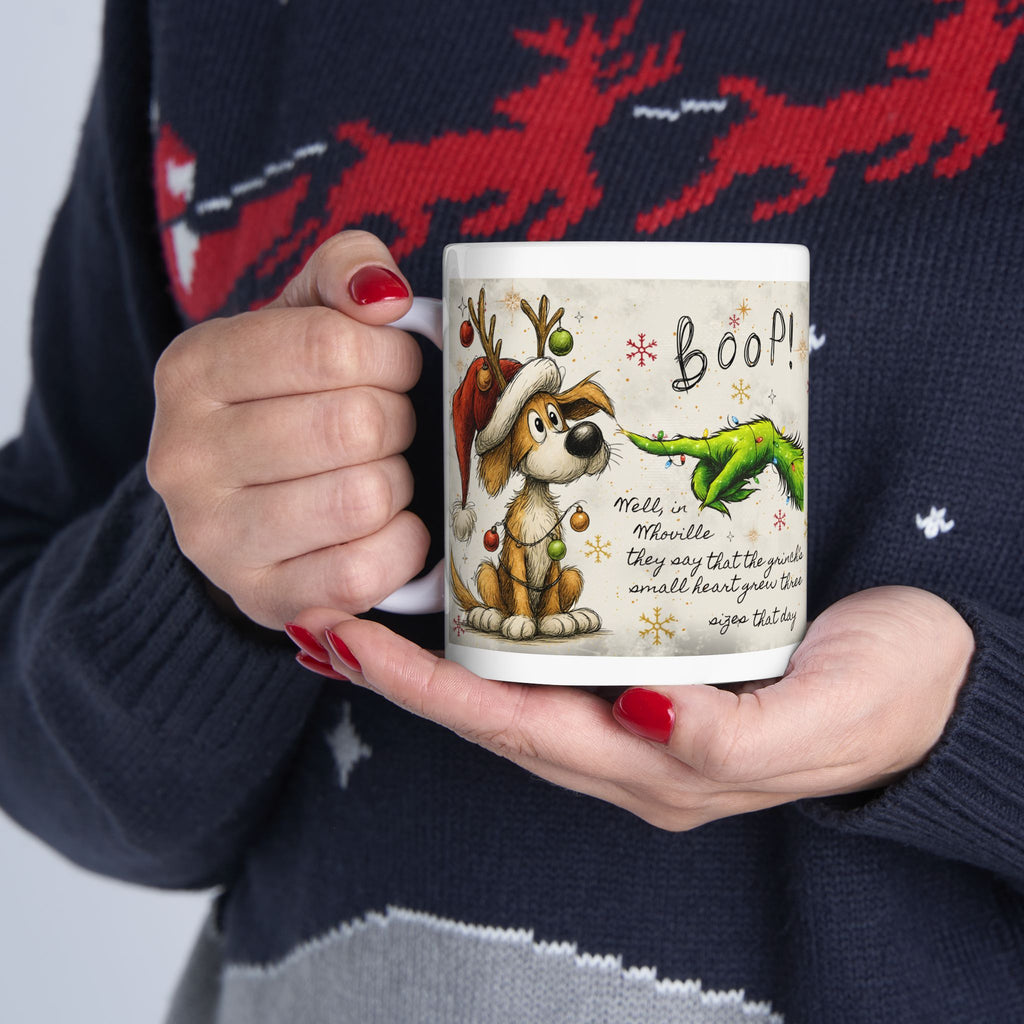 Grinch Paw & Reindeer Puppy Christmas Mug | Ceramic Coffee Mug