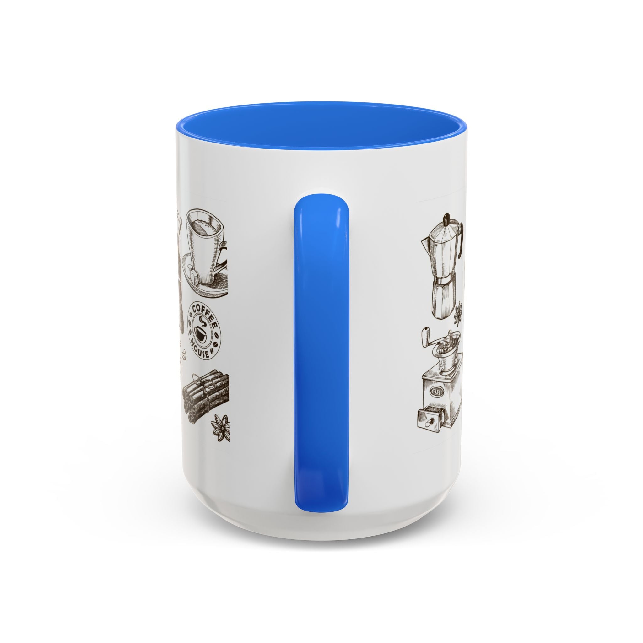 Coffee Pattern Mug — Illustrated Coffee Beans & Brewing Tools (11oz/15oz)