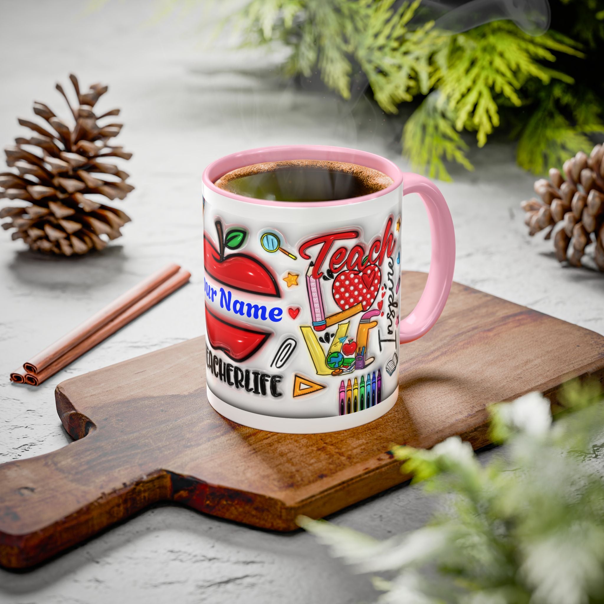 Personalized Teacher Mugs | Colorful 11oz & 15oz Coffee Cups | Fun Gift for Educators | Back to School | Teacher Appreciation