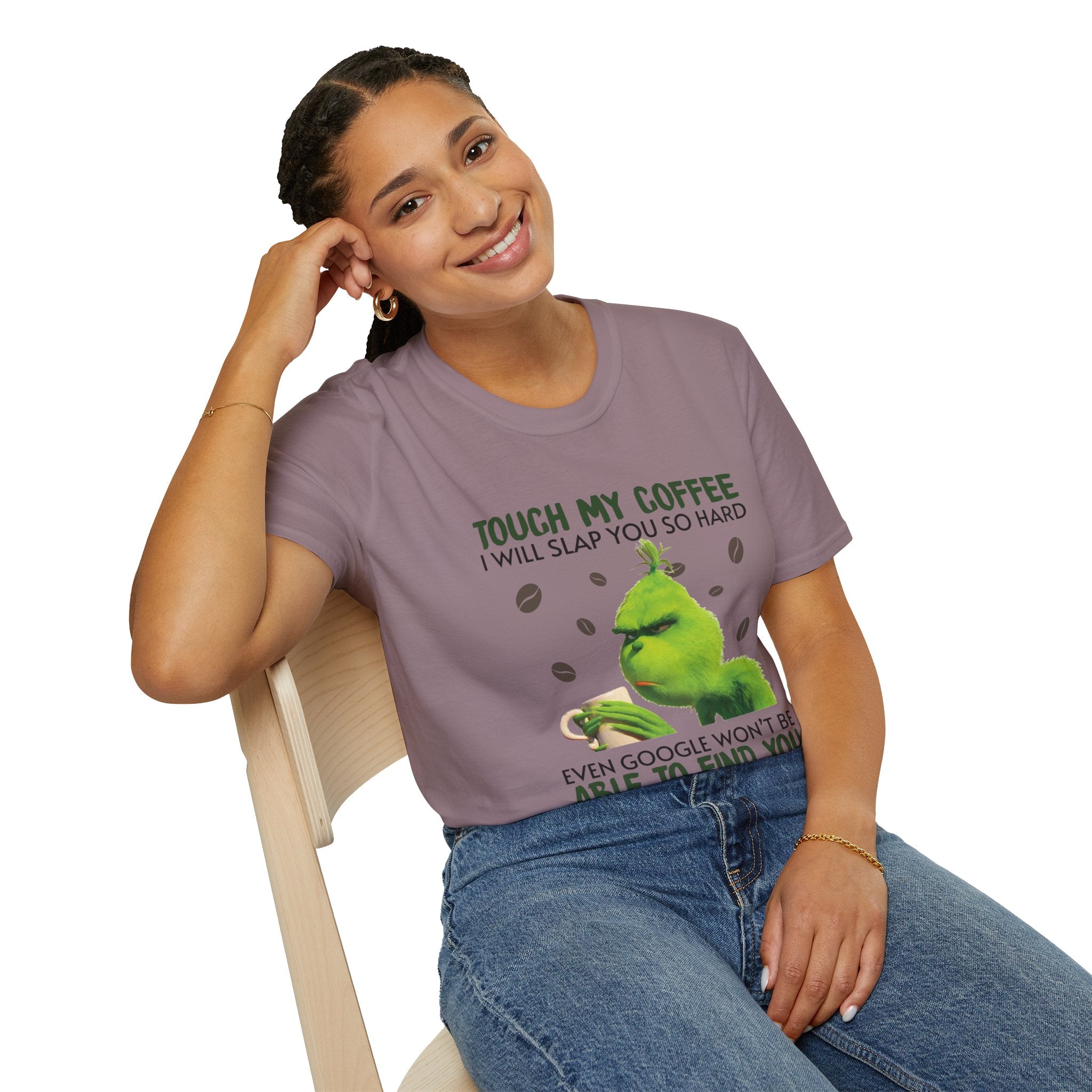 Funny Grinch Coffee T-Shirt, Unisex Tee for Coffee Lovers, Holiday Gift, Quirky Humor Shirt, Perfect for Christmas and Birthdays