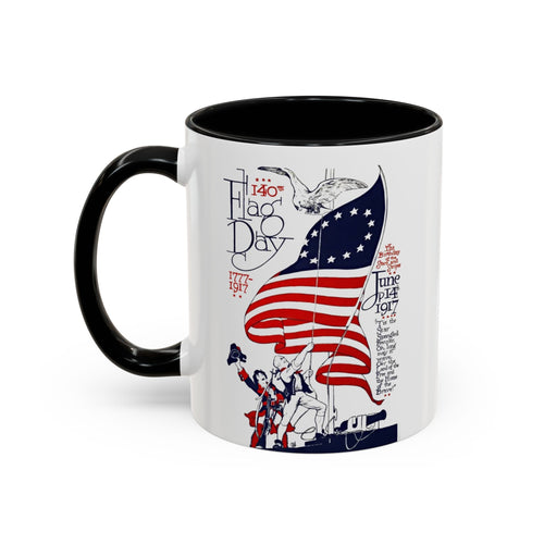 American Flag Day June 14th Parade Illustration Mug | Accent Coffee Mug