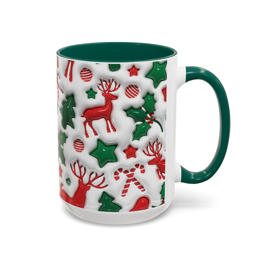 Festive Holiday Mugs, Christmas Coffee Cups, Colorful Reindeer and Candy Cane Design, Cozy Winter Drinkware, Perfect Gift for Holidays
