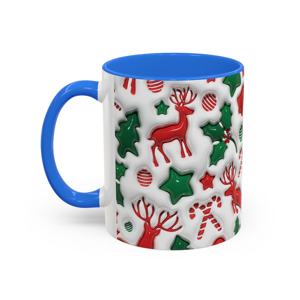 Festive Holiday Mugs, Christmas Coffee Cups, Colorful Reindeer and Candy Cane Design, Cozy Winter Drinkware, Perfect Gift for Holidays