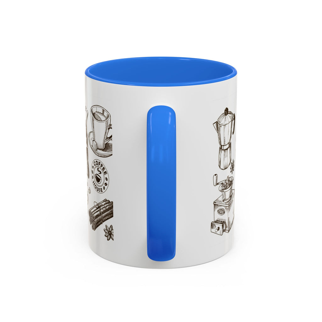 Coffee Pattern Mug — Illustrated Coffee Beans & Brewing Tools (11oz/15oz)
