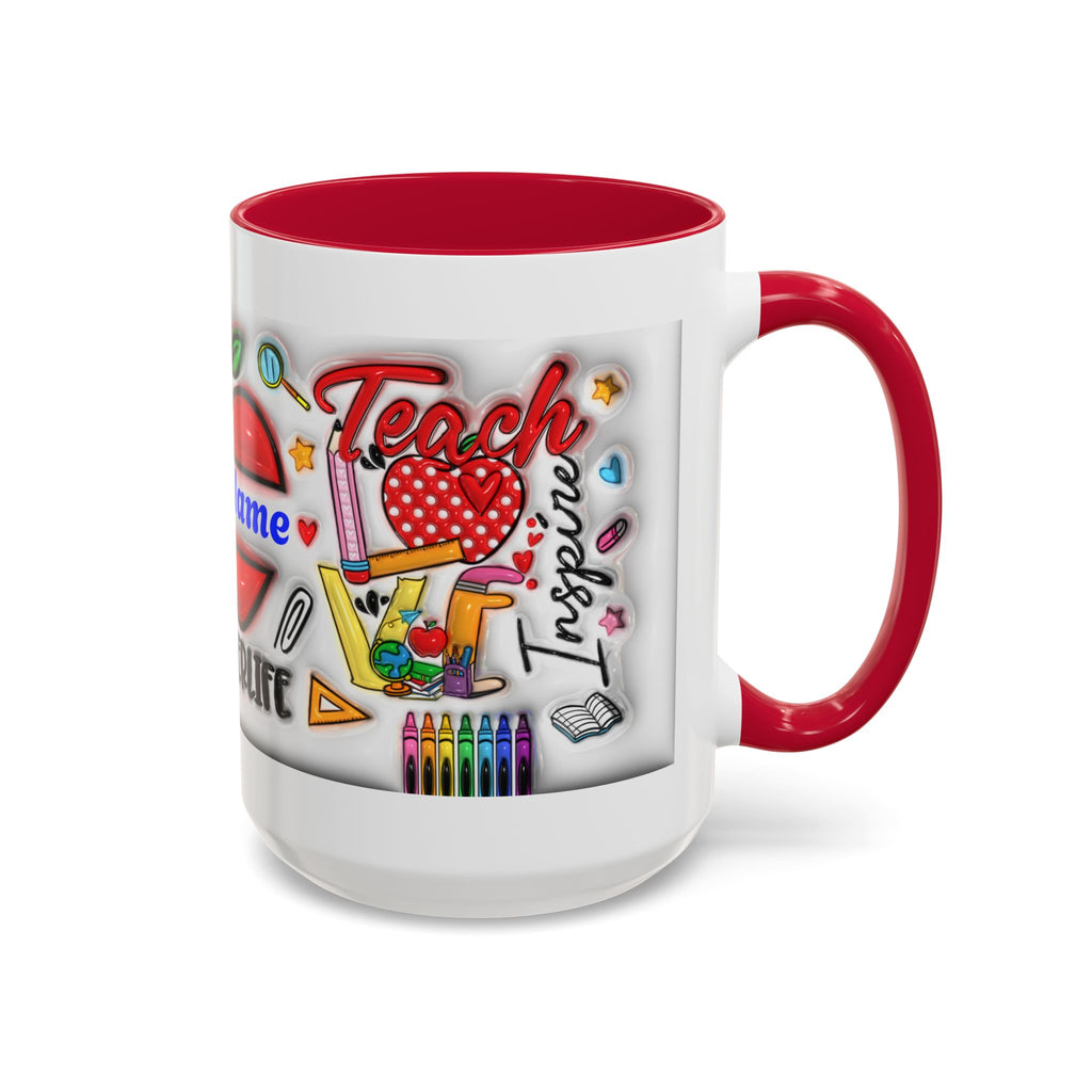 Personalized Teacher Mugs | Colorful 11oz & 15oz Coffee Cups | Fun Gift for Educators | Back to School | Teacher Appreciation