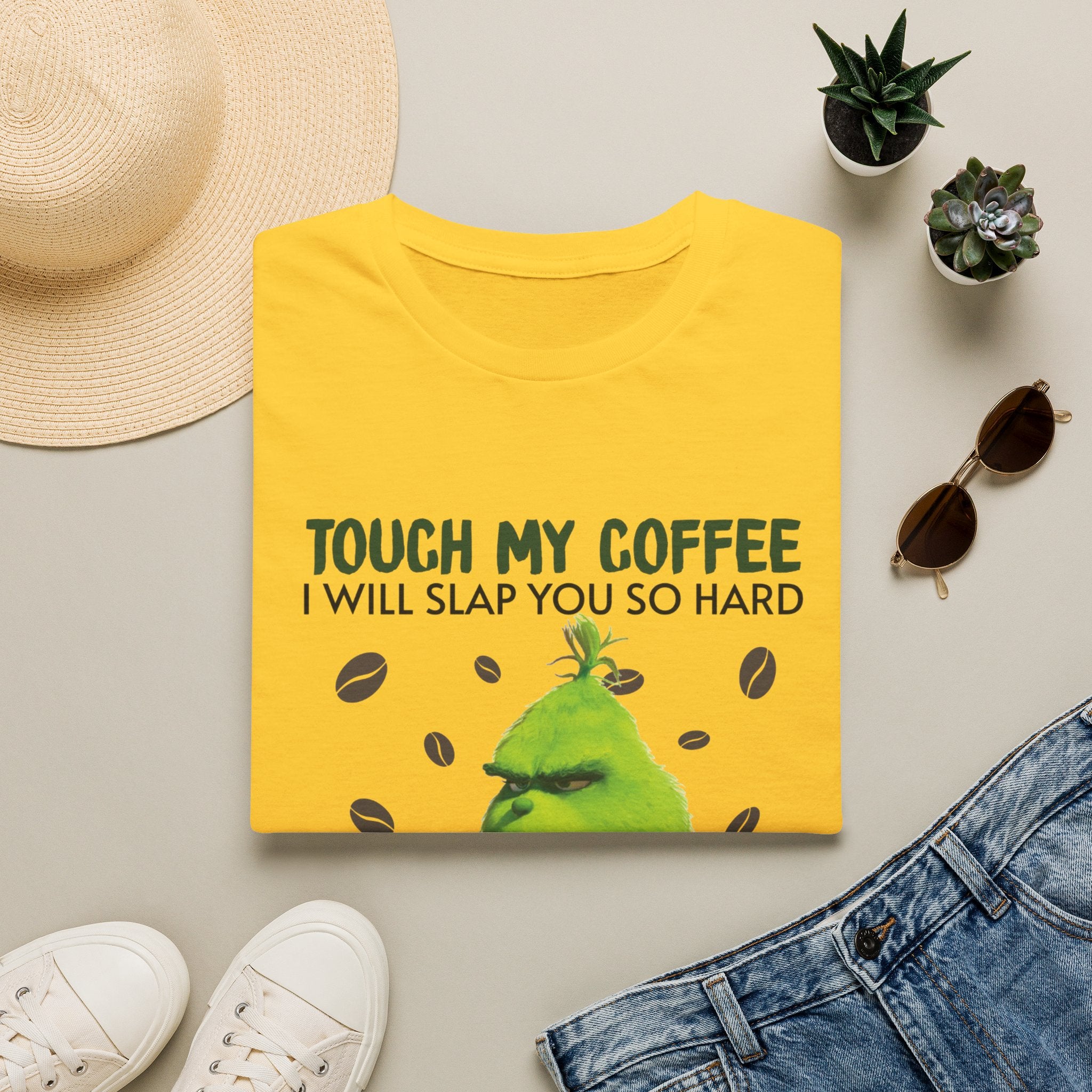 Funny Grinch Coffee T-Shirt, Unisex Tee for Coffee Lovers, Holiday Gift, Quirky Humor Shirt, Perfect for Christmas and Birthdays
