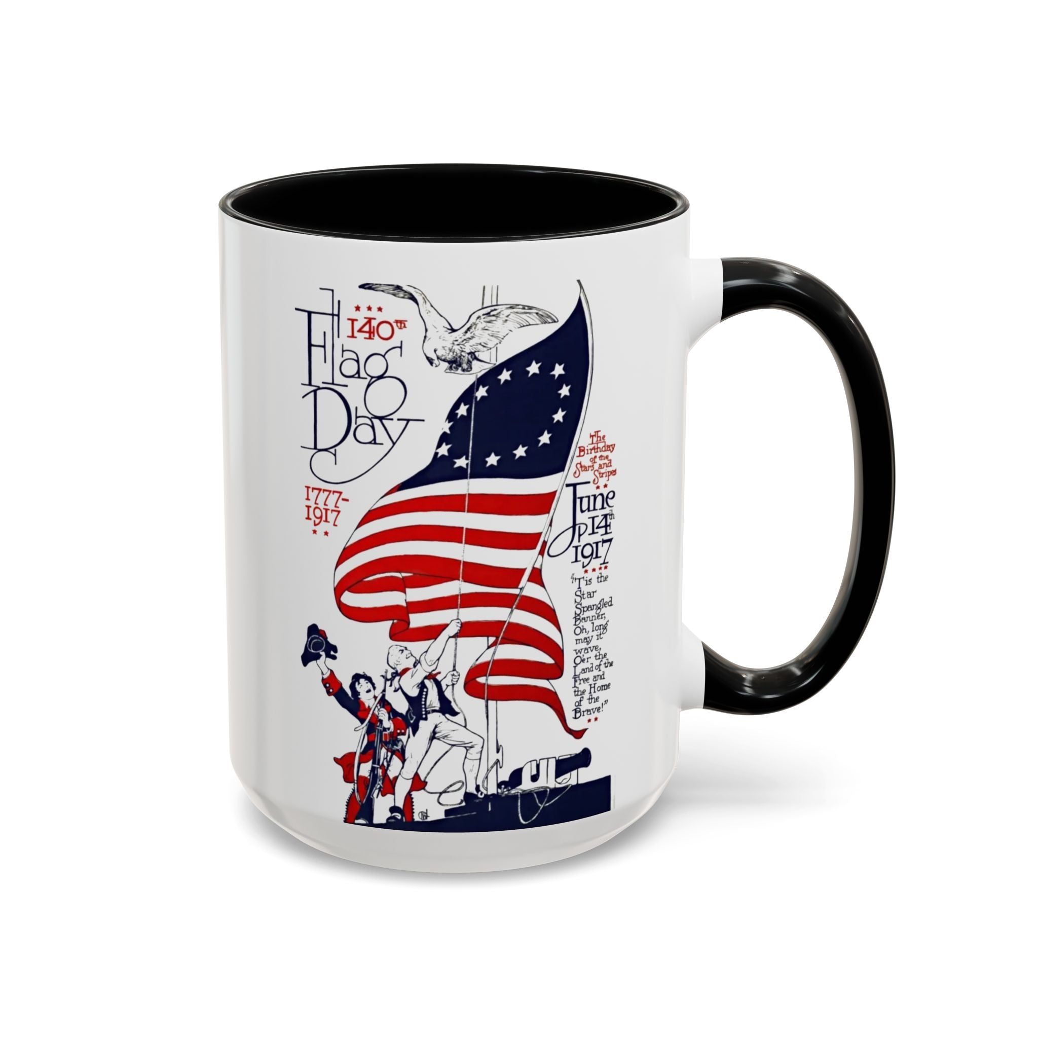 American Flag Day June 14th Parade Illustration Mug | Accent Coffee Mug