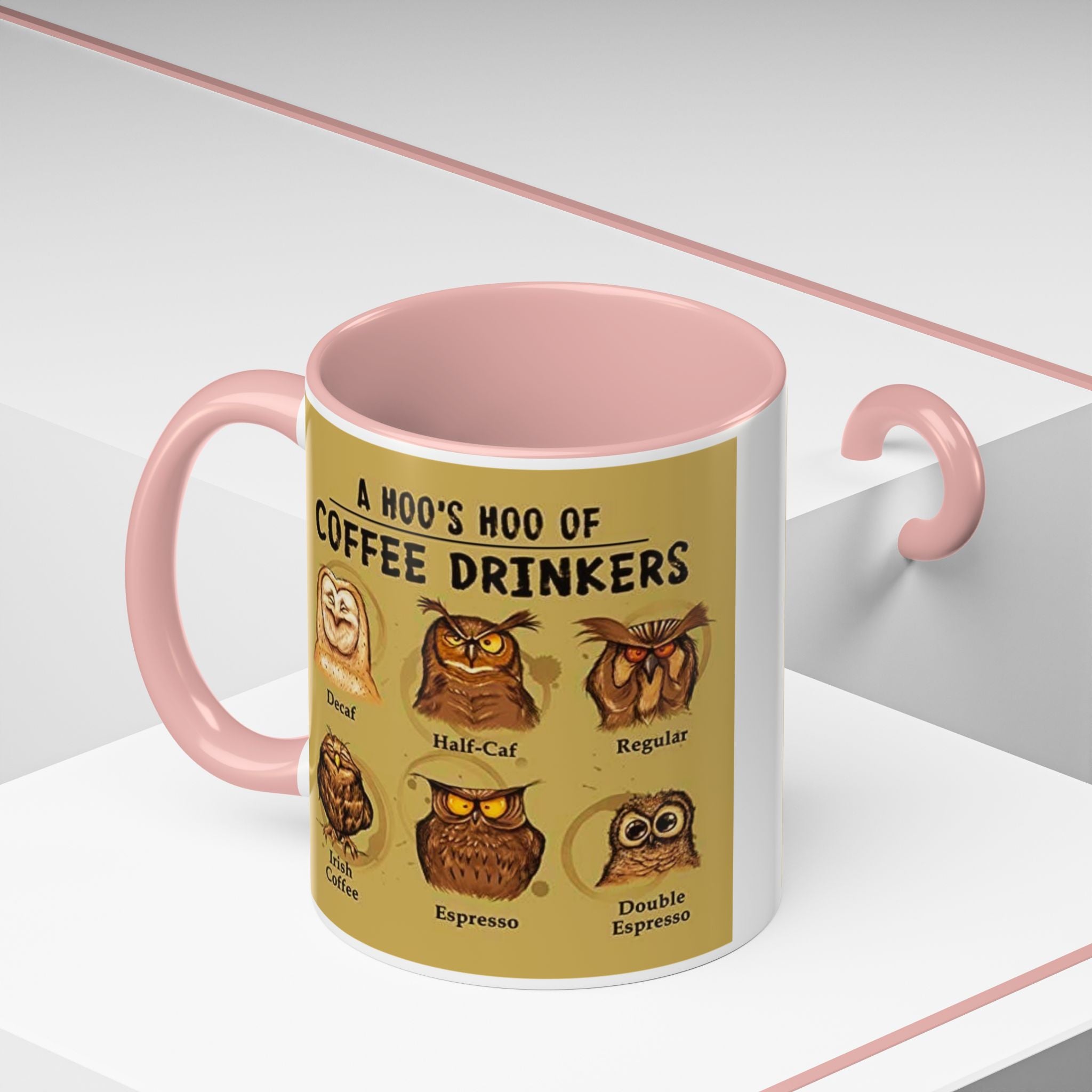 Coffee Mug — “A Hoo’s Hoo of Coffee Drinkers” Owl Coffee Chart Accent Mug