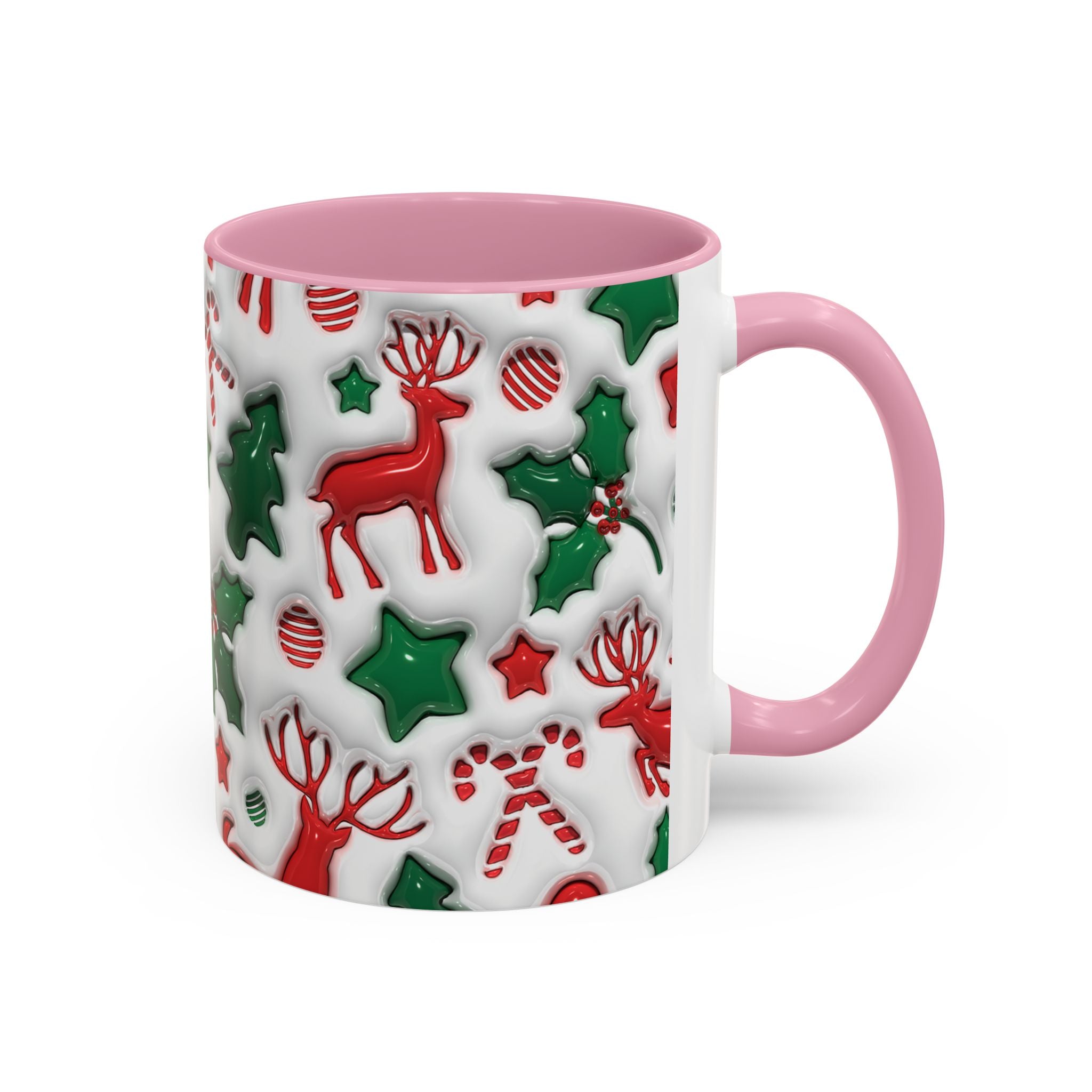Festive Holiday Mugs, Christmas Coffee Cups, Colorful Reindeer and Candy Cane Design, Cozy Winter Drinkware, Perfect Gift for Holidays