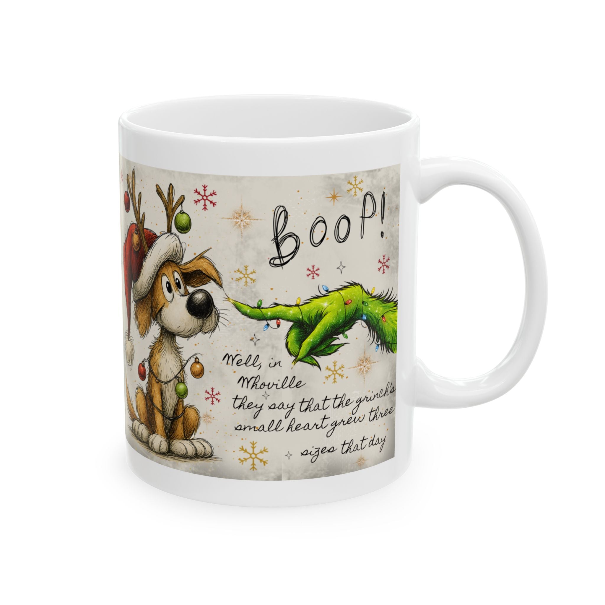 Grinch Paw & Reindeer Puppy Christmas Mug | Ceramic Coffee Mug