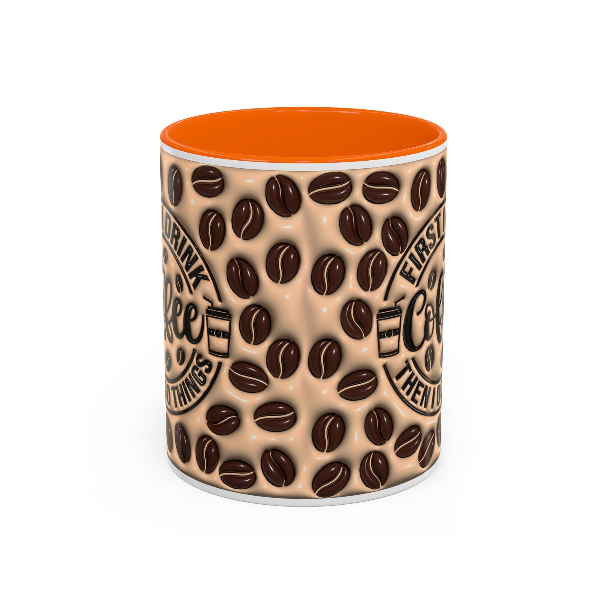 Coffee Beans Pattern First I Drink Coffee Mug | Accent 11oz 15oz
