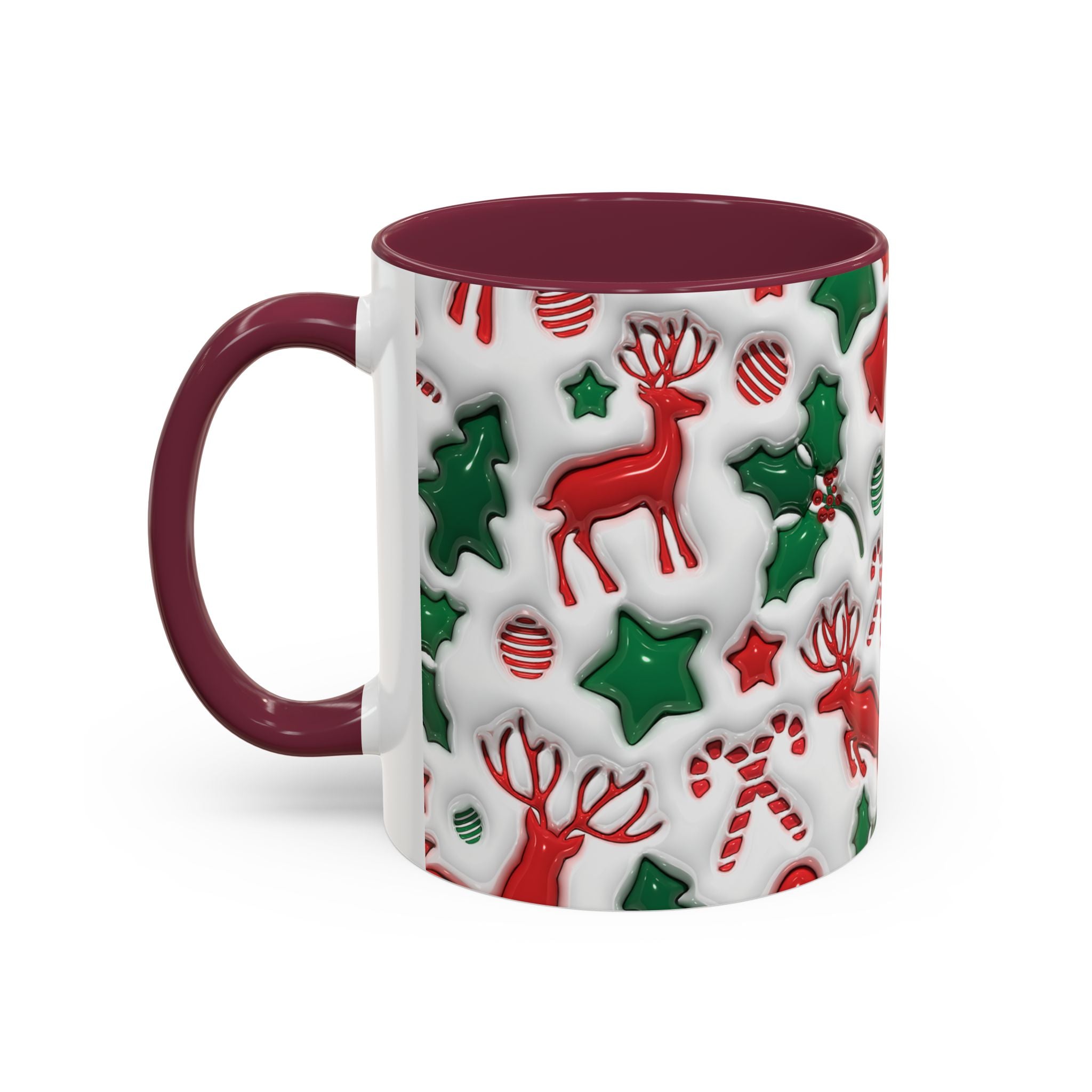 Festive Holiday Mugs, Christmas Coffee Cups, Colorful Reindeer and Candy Cane Design, Cozy Winter Drinkware, Perfect Gift for Holidays