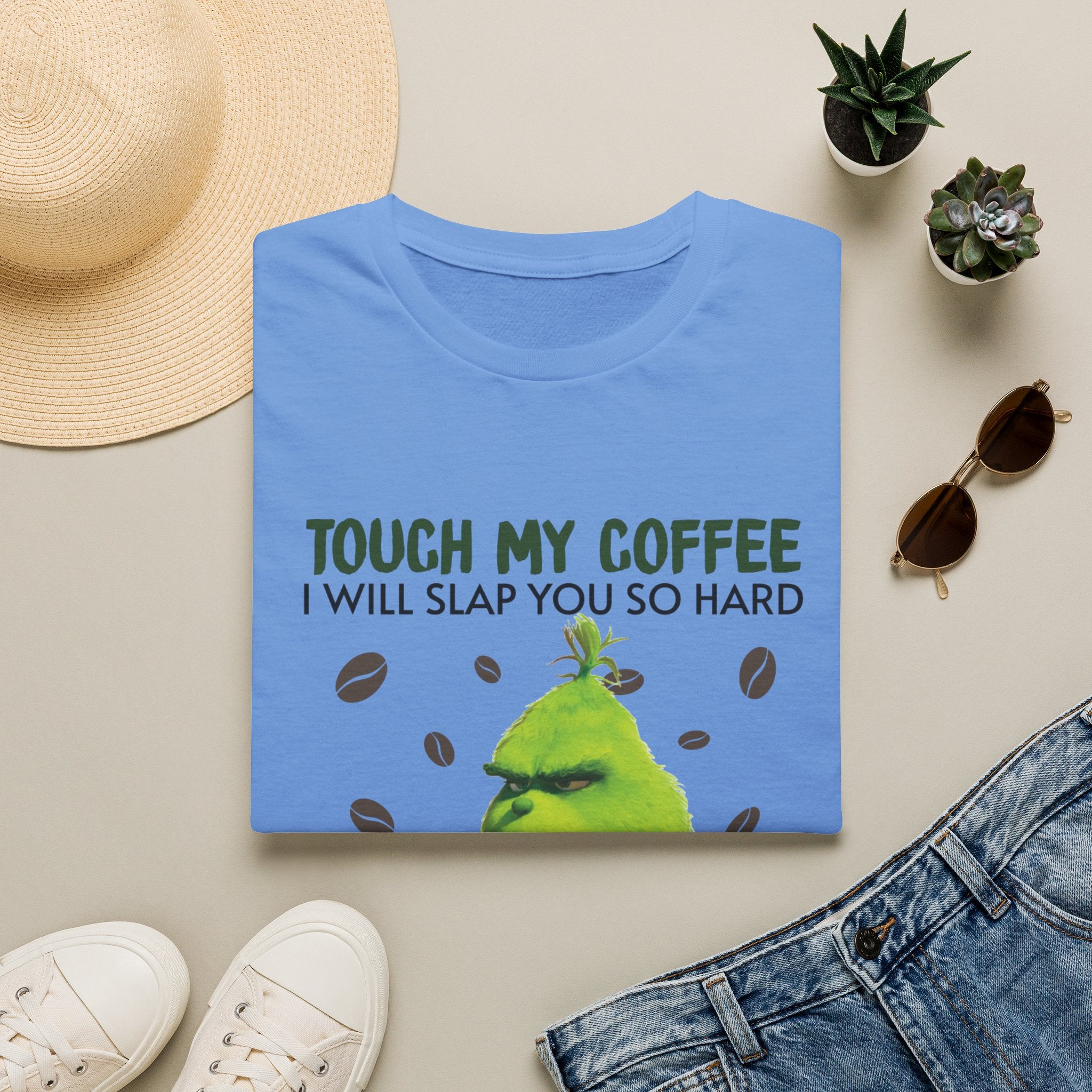Funny Grinch Coffee T-Shirt, Unisex Tee for Coffee Lovers, Holiday Gift, Quirky Humor Shirt, Perfect for Christmas and Birthdays