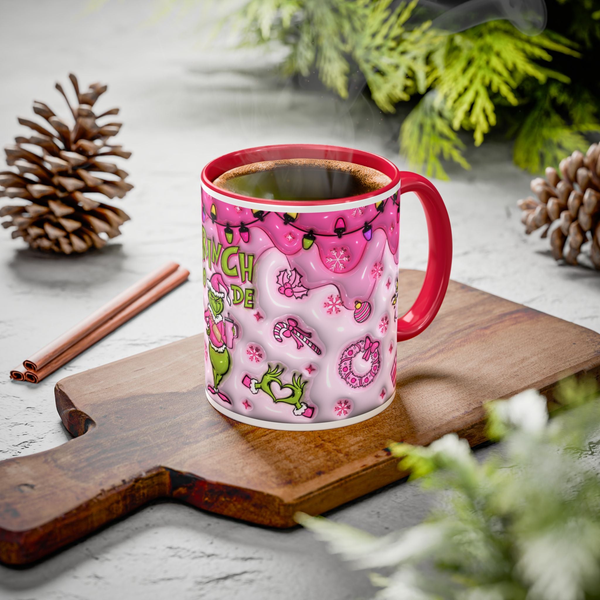 Colorful Grinch Mug, Holiday Gift, Whimsical Drinkware, Festive Coffee Cup, Christmas Decor, Grinch Mode Mug