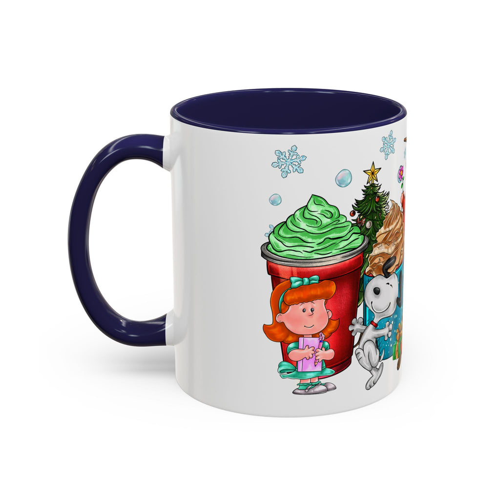 The Peanut Gang Christmas Characters Accent Coffee Mug | Holiday Cocoa Cartoon Mug