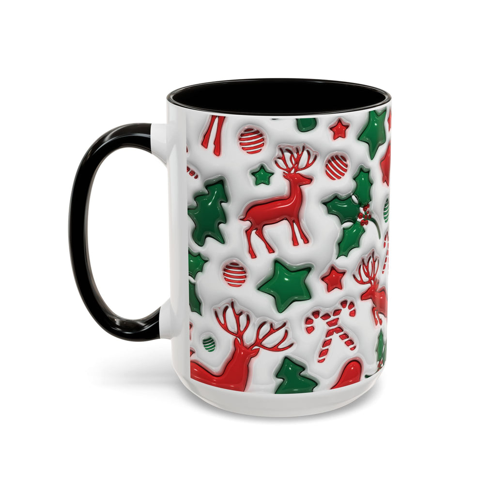 Festive Holiday Mugs, Christmas Coffee Cups, Colorful Reindeer and Candy Cane Design, Cozy Winter Drinkware, Perfect Gift for Holidays