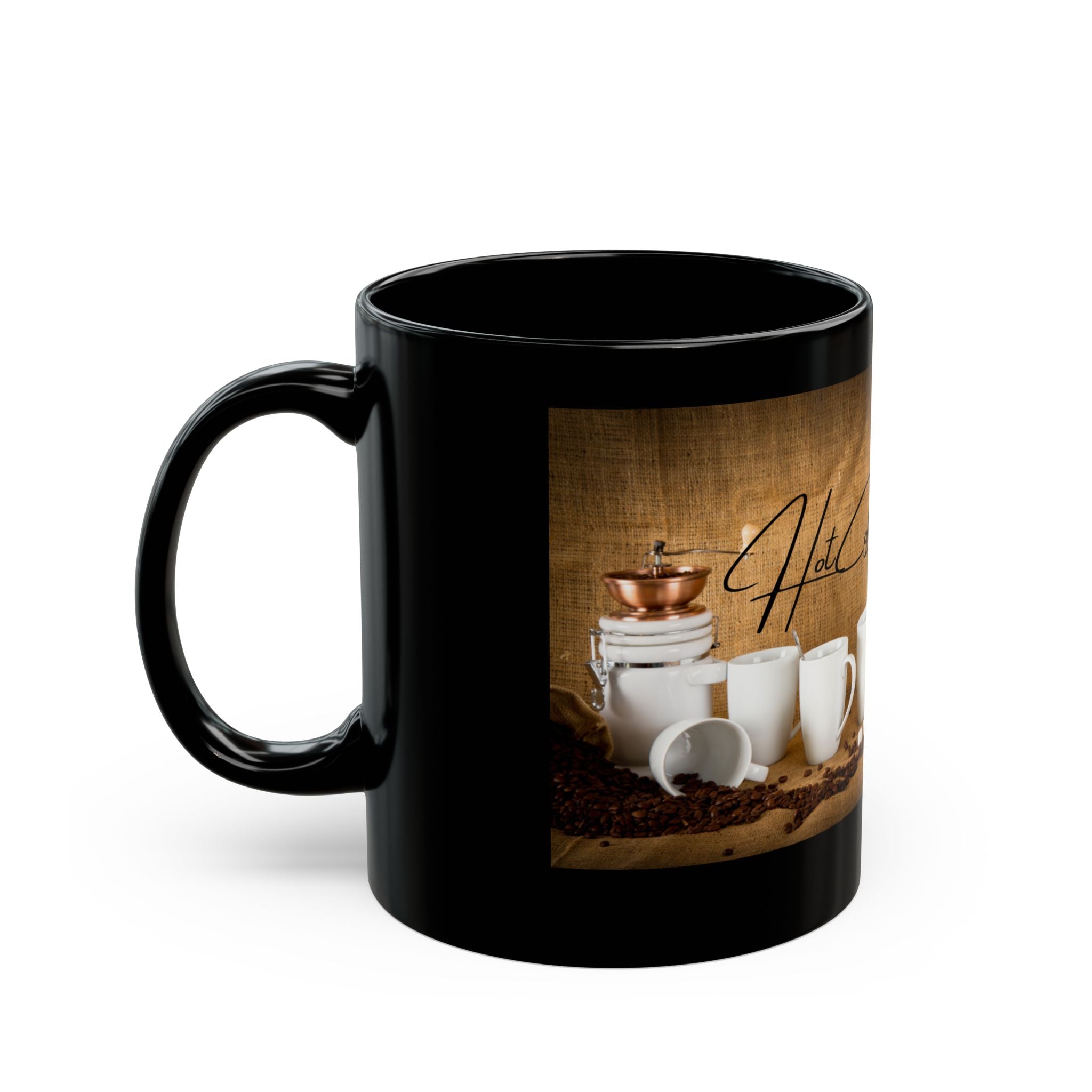 Hot Coffee Clothing Black Mug 15oz - Coffee Lover Gift, Hot Beverage Mug, Coffee Mug with Slogan, Kitchen Decor, HotCoffeeClothing.com