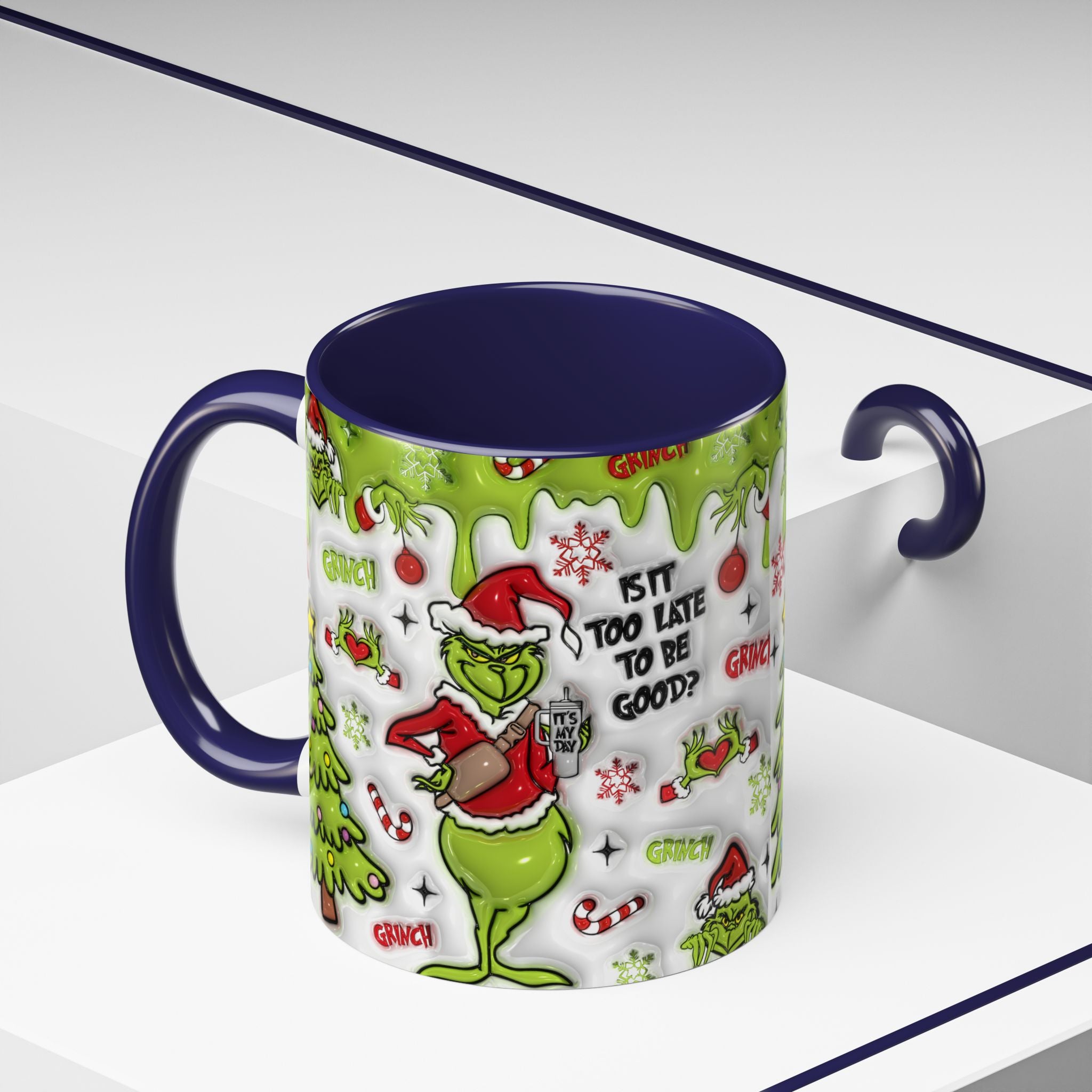 Grinch Holiday Coffee Mug — "Is It Too Late to Be Good?" Accent 11/15oz