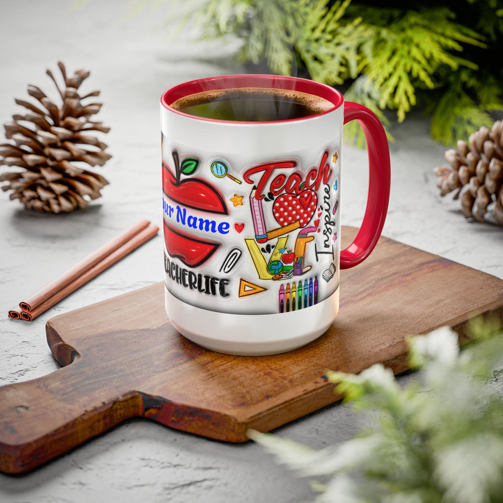 Personalized Teacher Mugs | Colorful 11oz & 15oz Coffee Cups | Fun Gift for Educators | Back to School | Teacher Appreciation