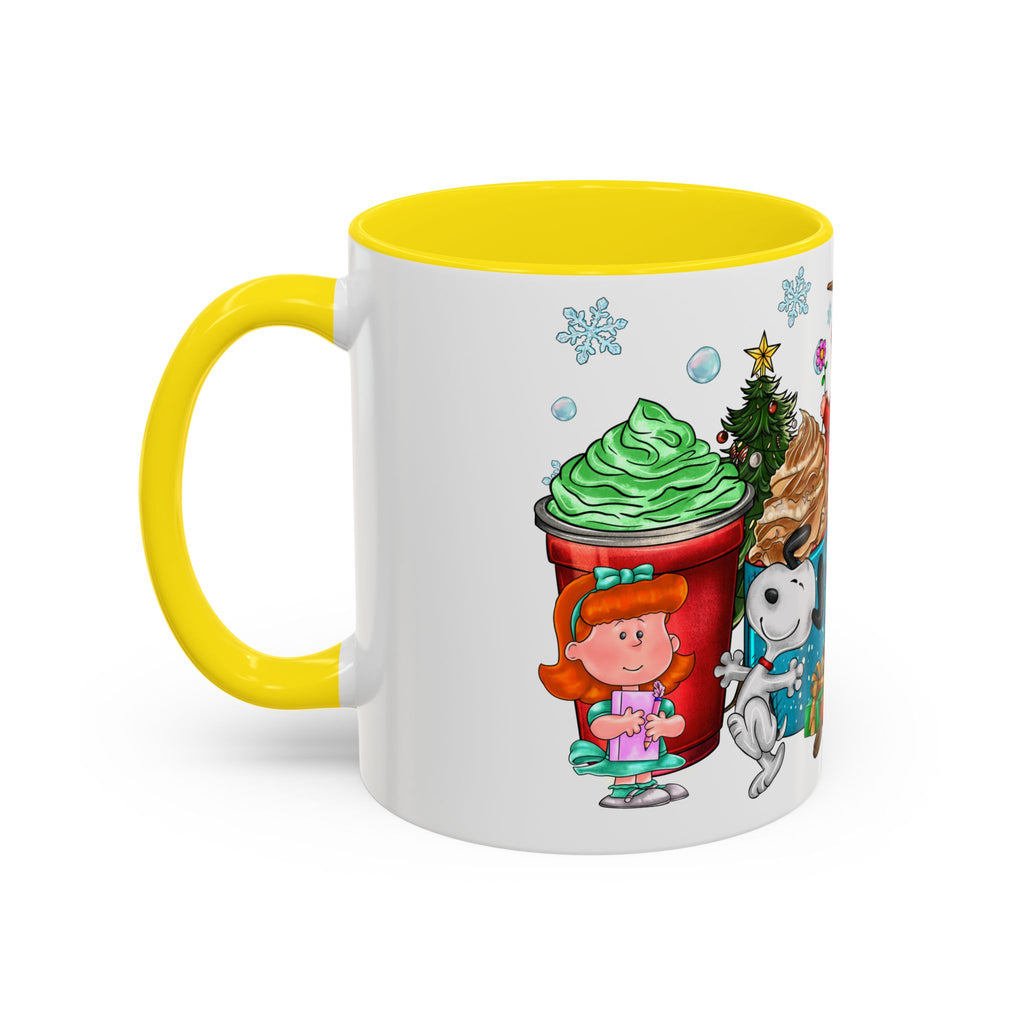 The Peanut Gang Christmas Characters Accent Coffee Mug | Holiday Cocoa Cartoon Mug