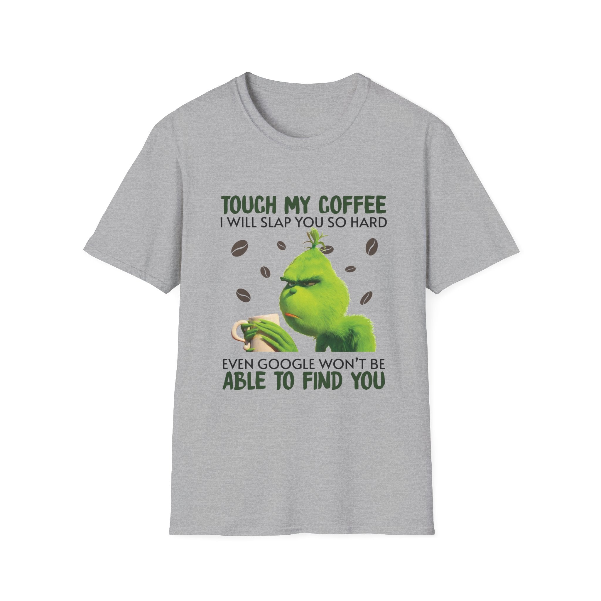 Funny Grinch Coffee T-Shirt, Unisex Tee for Coffee Lovers, Holiday Gift, Quirky Humor Shirt, Perfect for Christmas and Birthdays