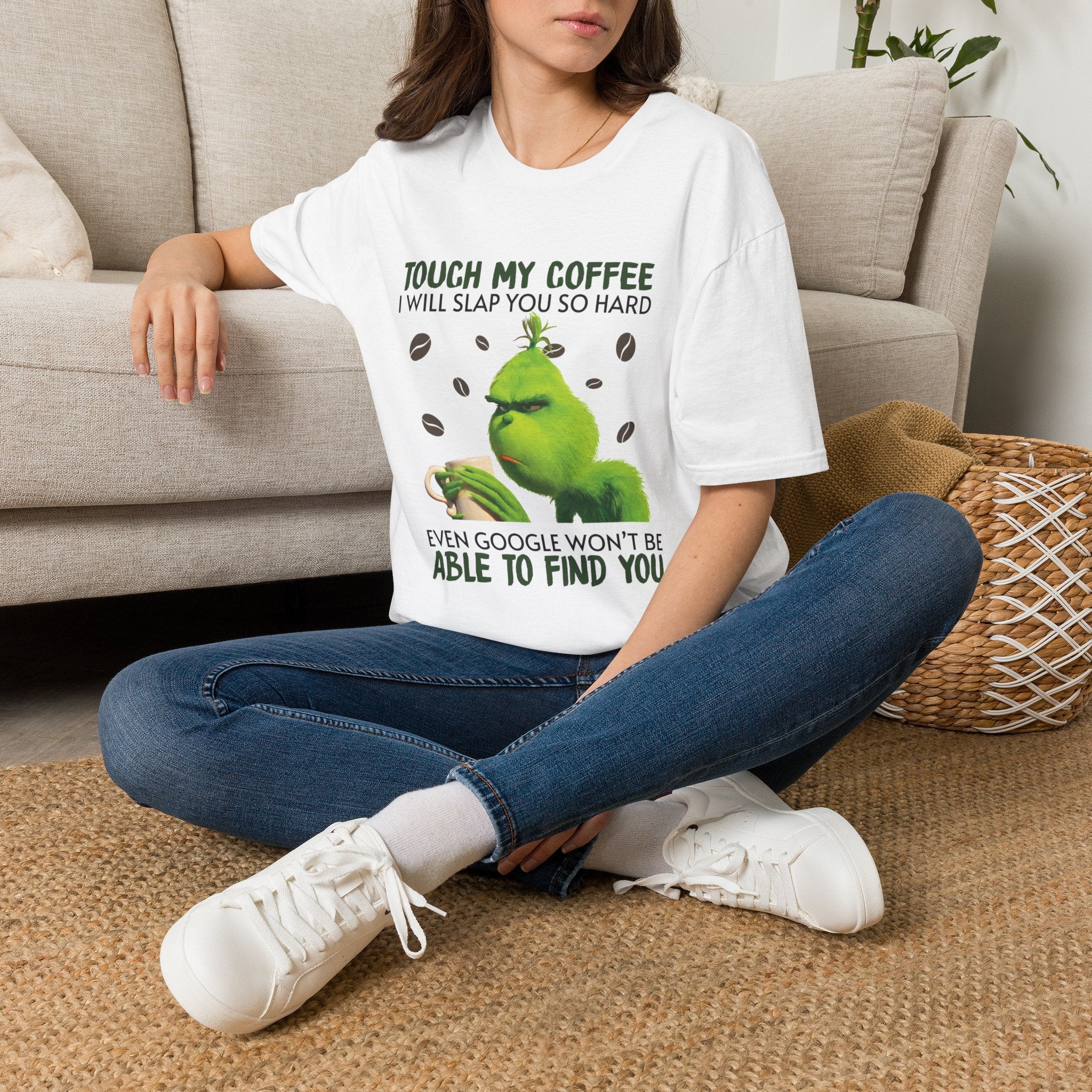 Funny Grinch Coffee T-Shirt, Unisex Tee for Coffee Lovers, Holiday Gift, Quirky Humor Shirt, Perfect for Christmas and Birthdays