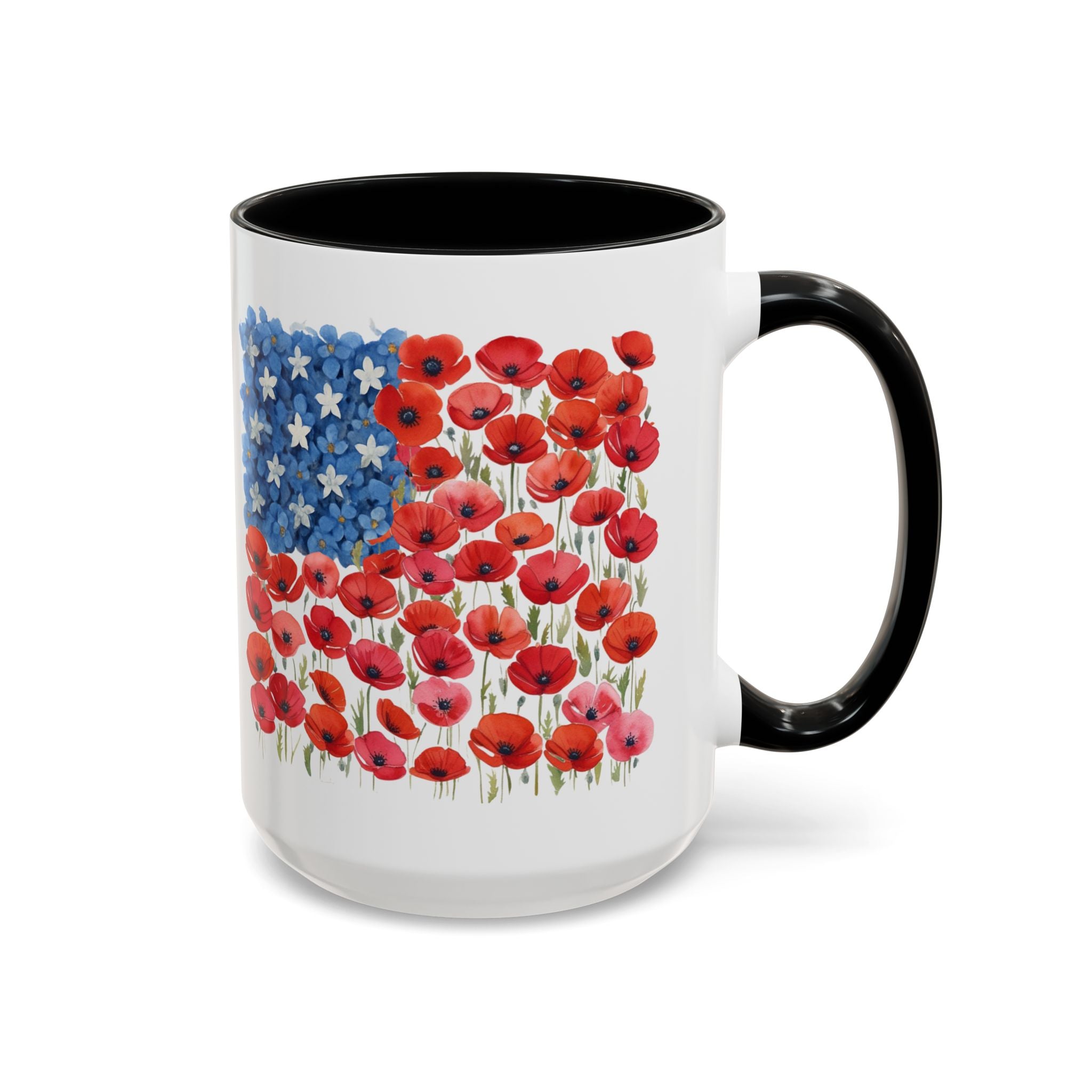 Poppy Flowers  American Flag Mug | Accent Coffee Mug